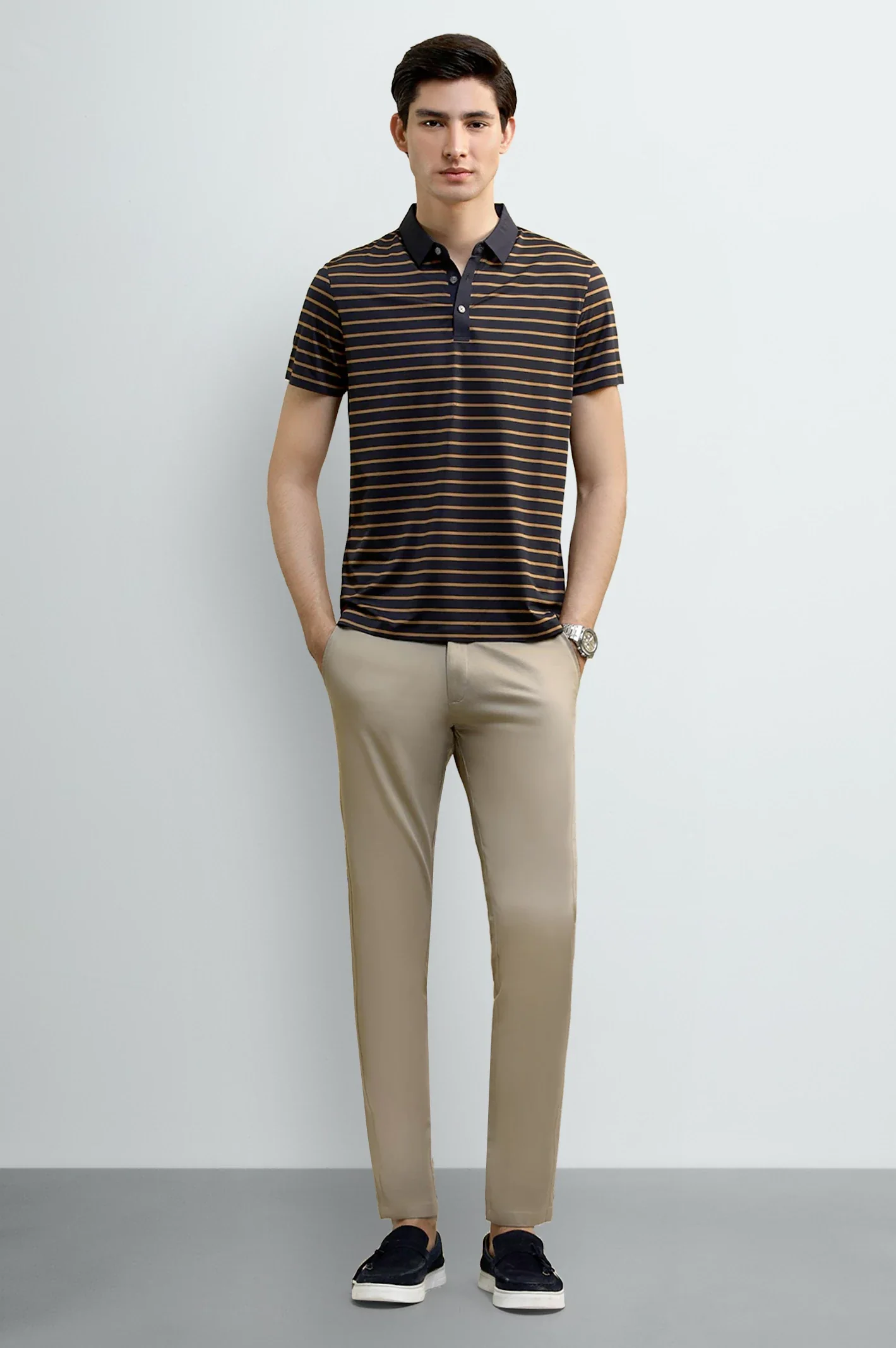 Black Striped Polo Shirt - Image 2