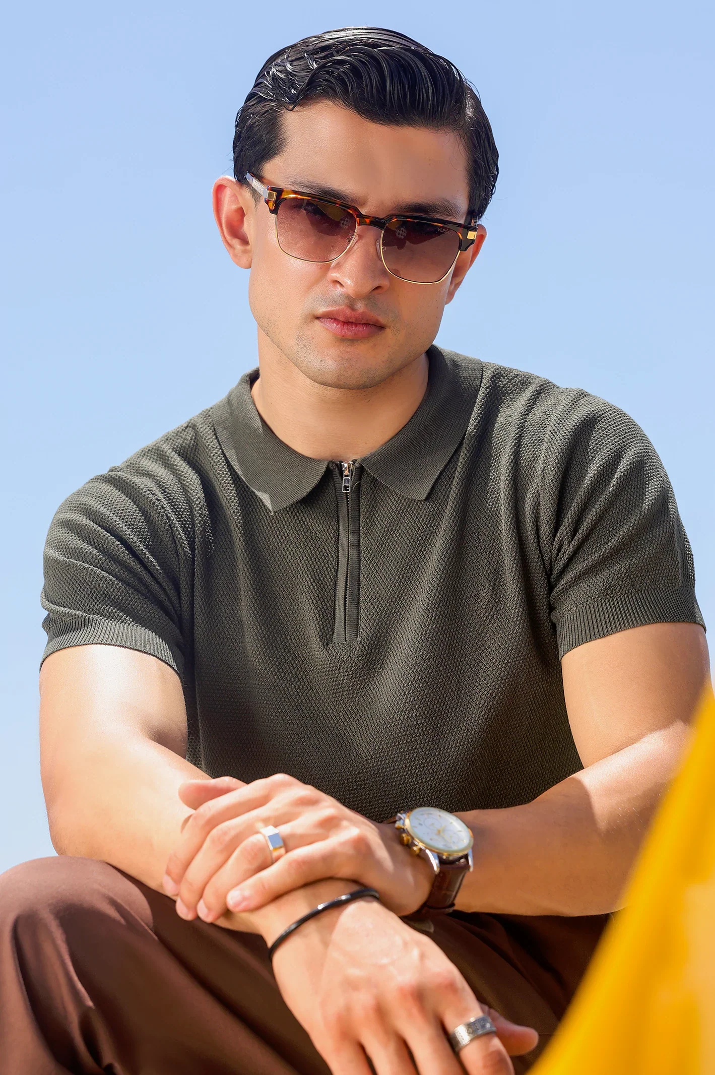 Green Flat Knit Polo - Image 3