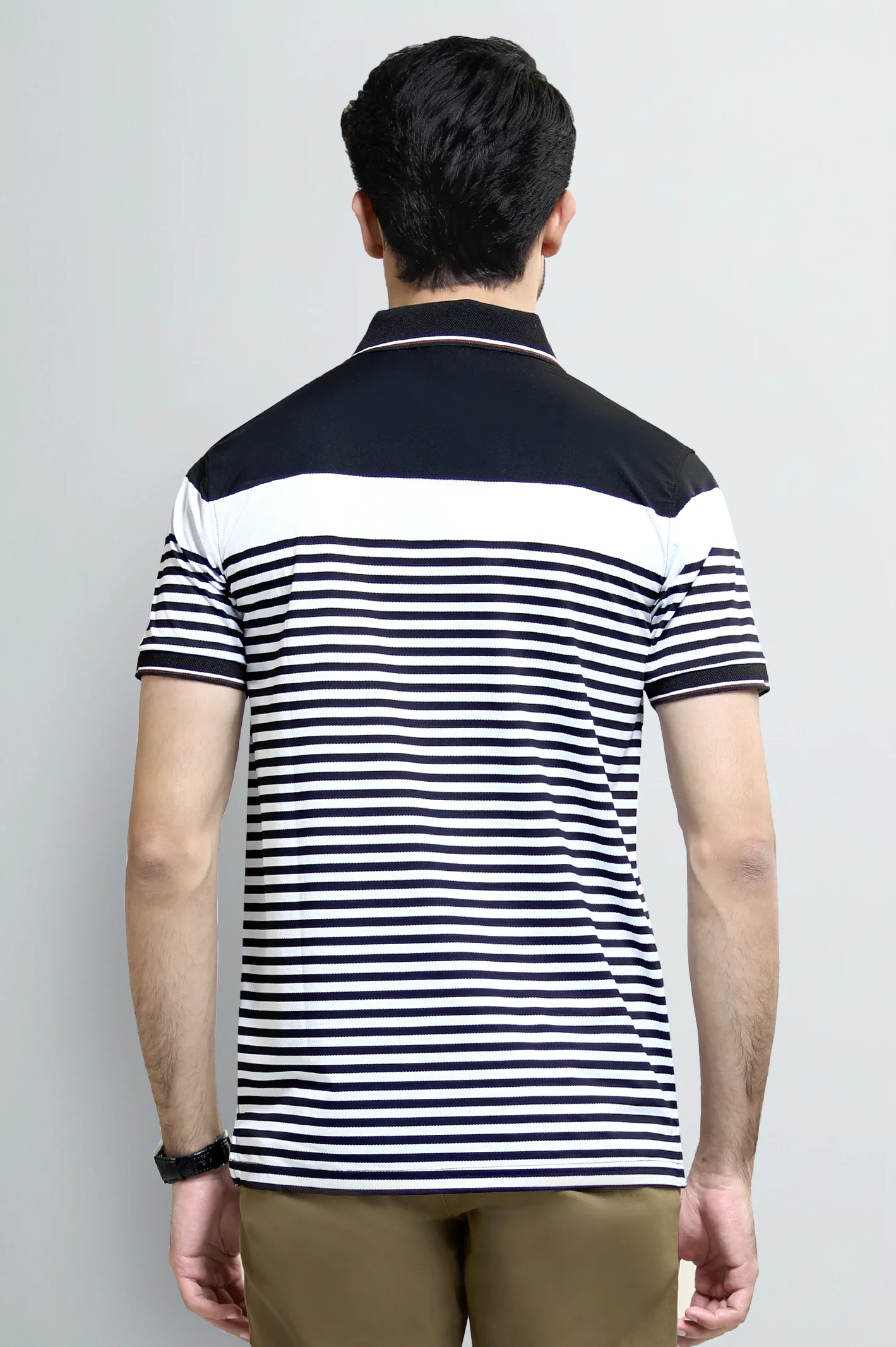 Black Jacquard Collar Polo - Image 3
