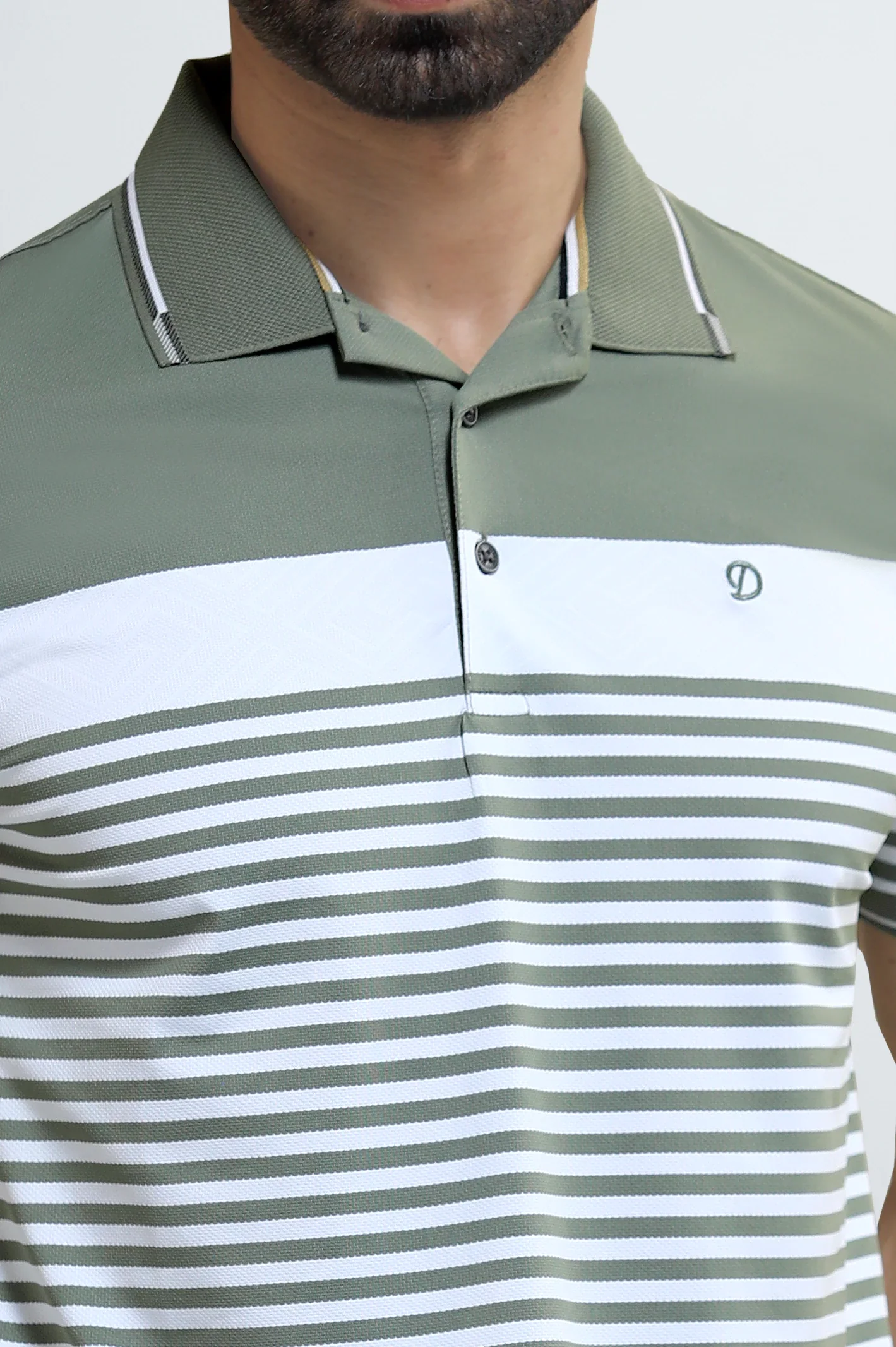 Green Jacquard Collar Polo - Image 3