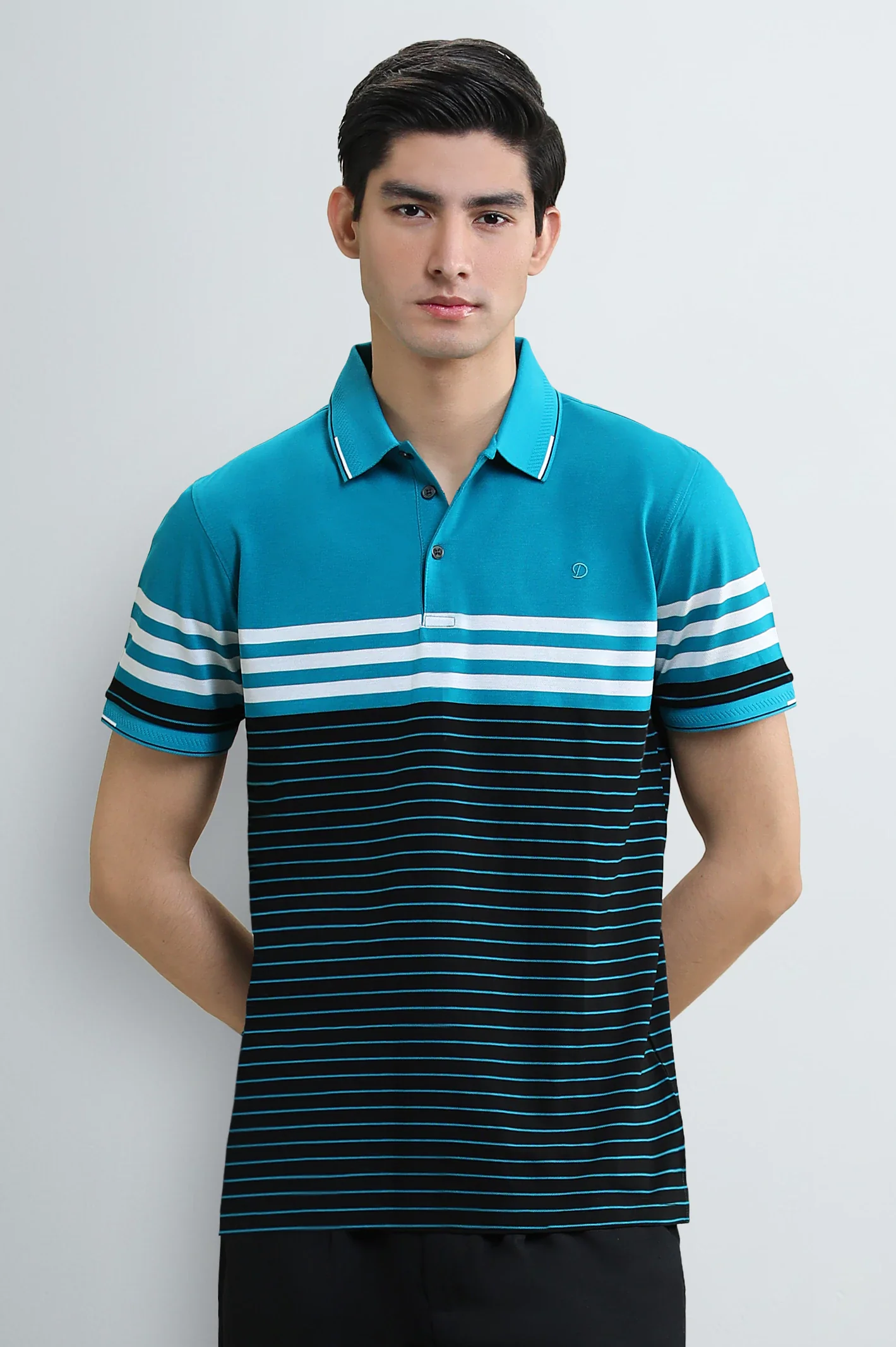 Green Striped Yarn-Dyed Polo