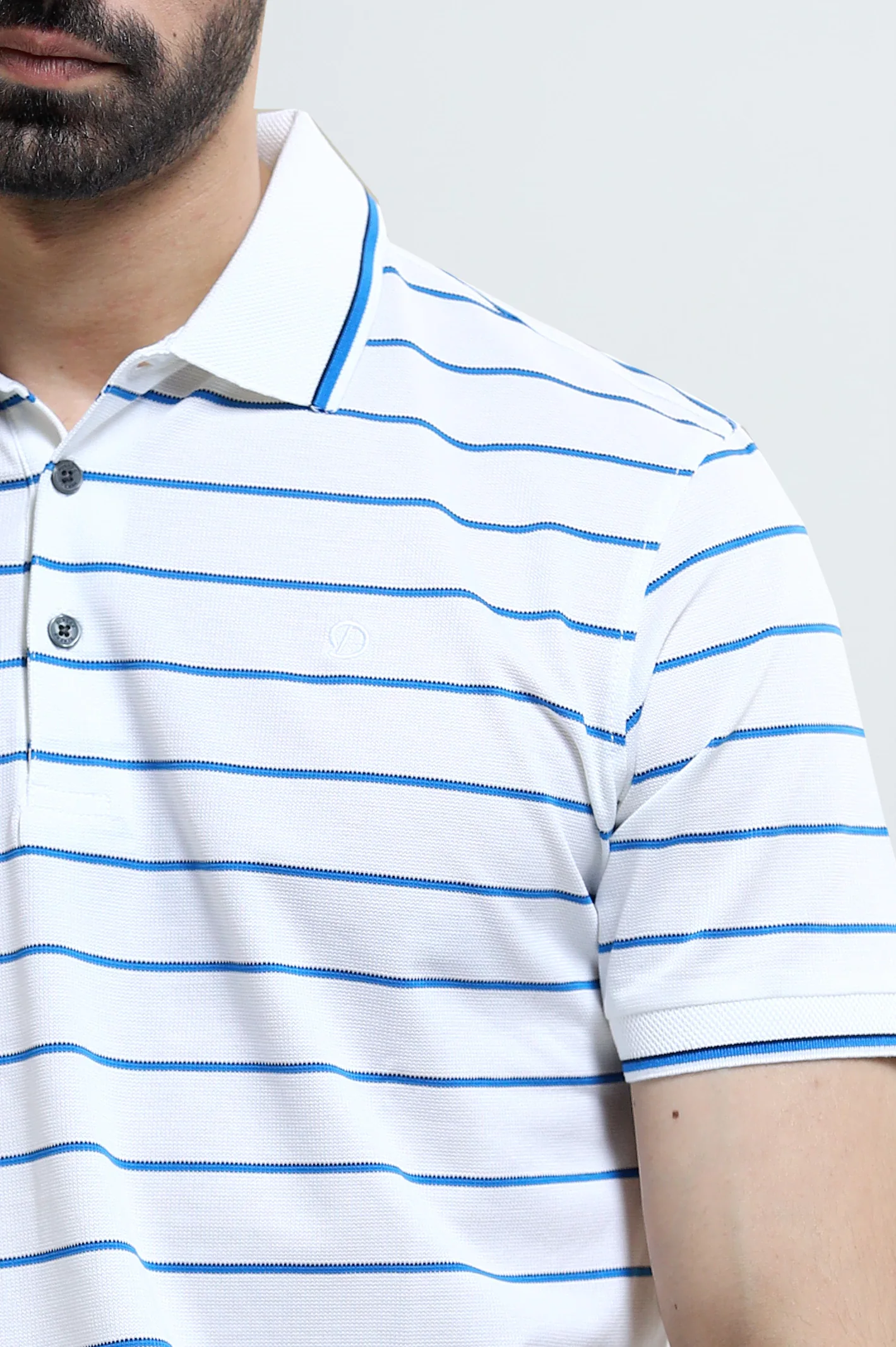 Off White Striped Polo - Image 3