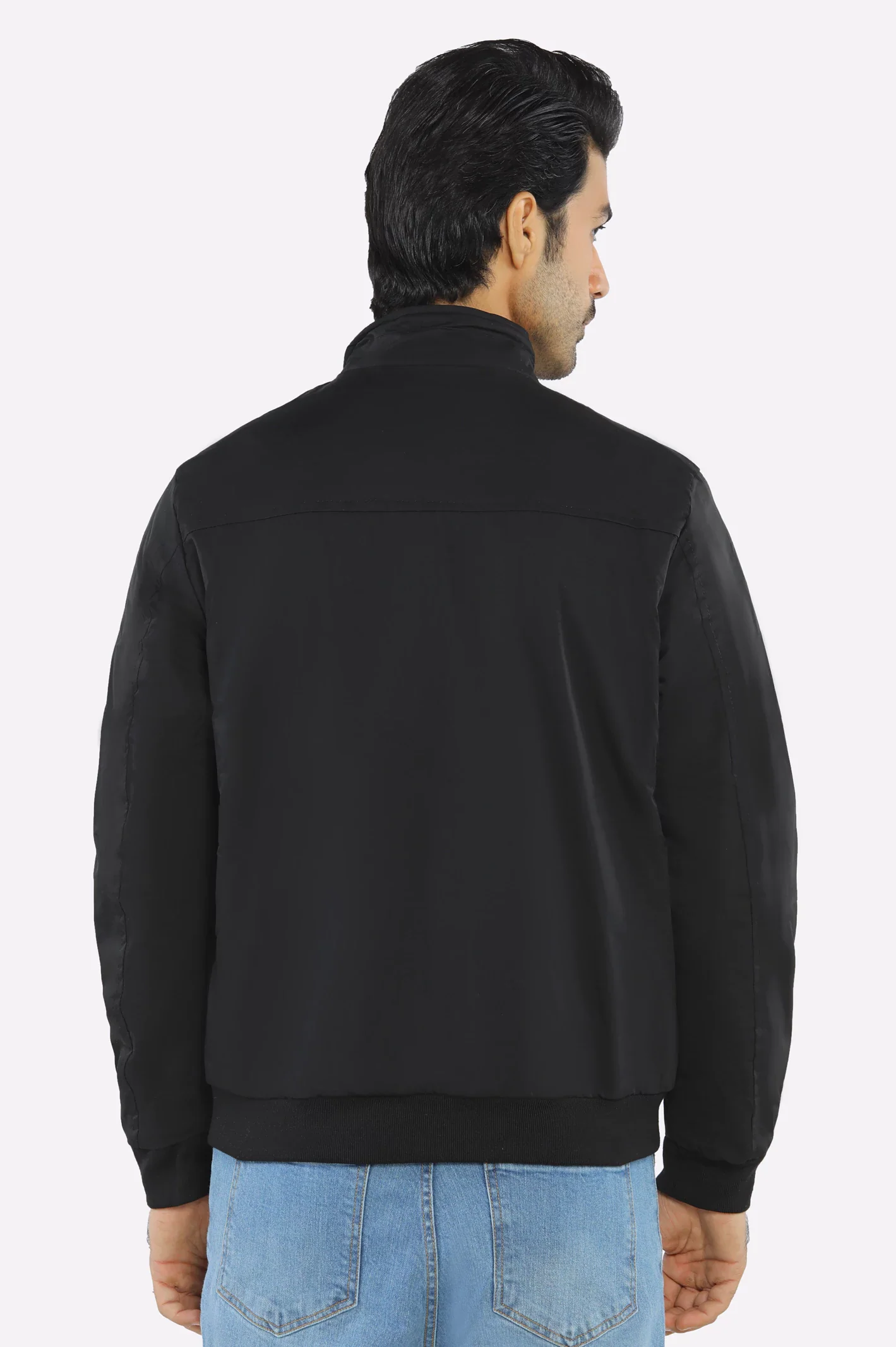 Men’s Stand Collar Multi-Pockets Black Jacket - Image 3