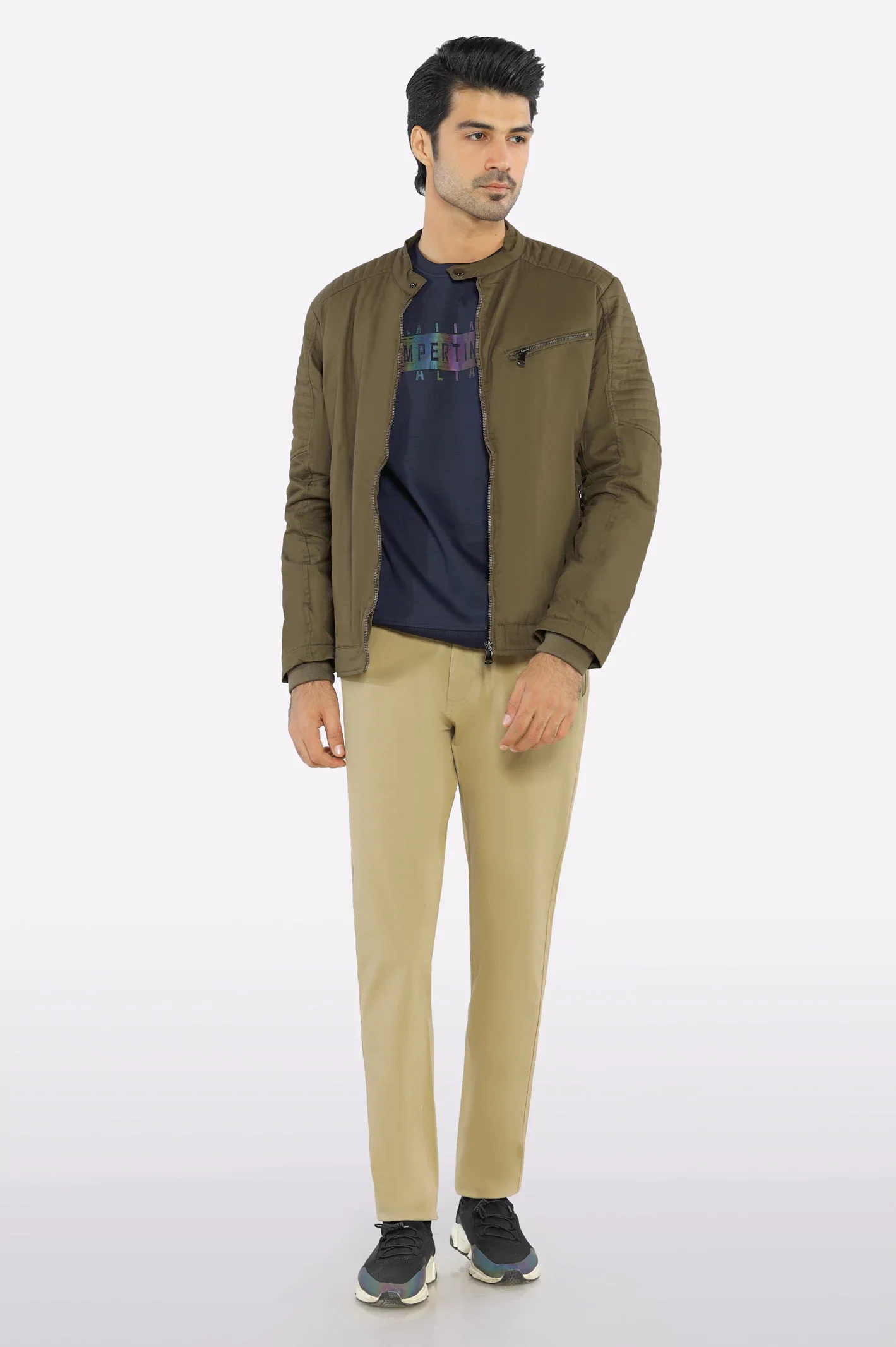 Men’s Cafe Racer Cotton Brown Jacket - Image 2