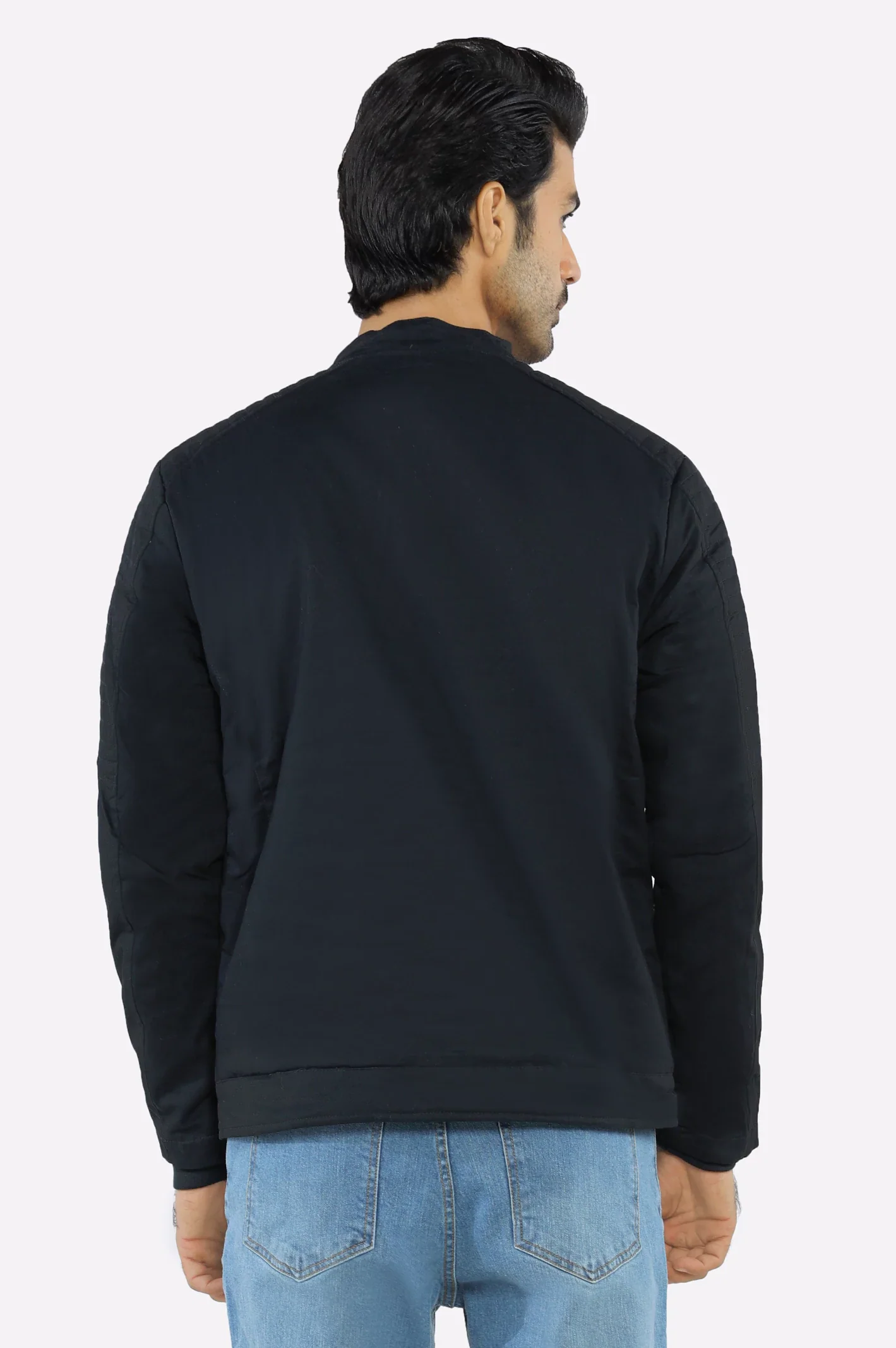 Men's Cafe Racer Cotton Navy Jacket - Image 3