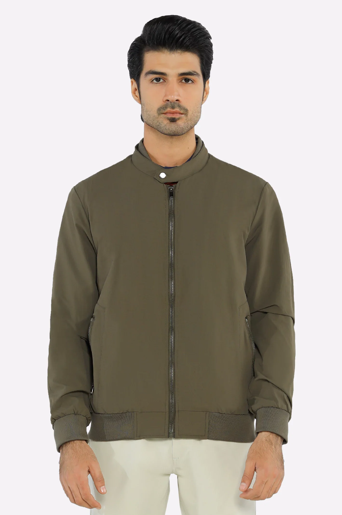 Men's Lightweight Stretchable Olive Jacket - Image 3
