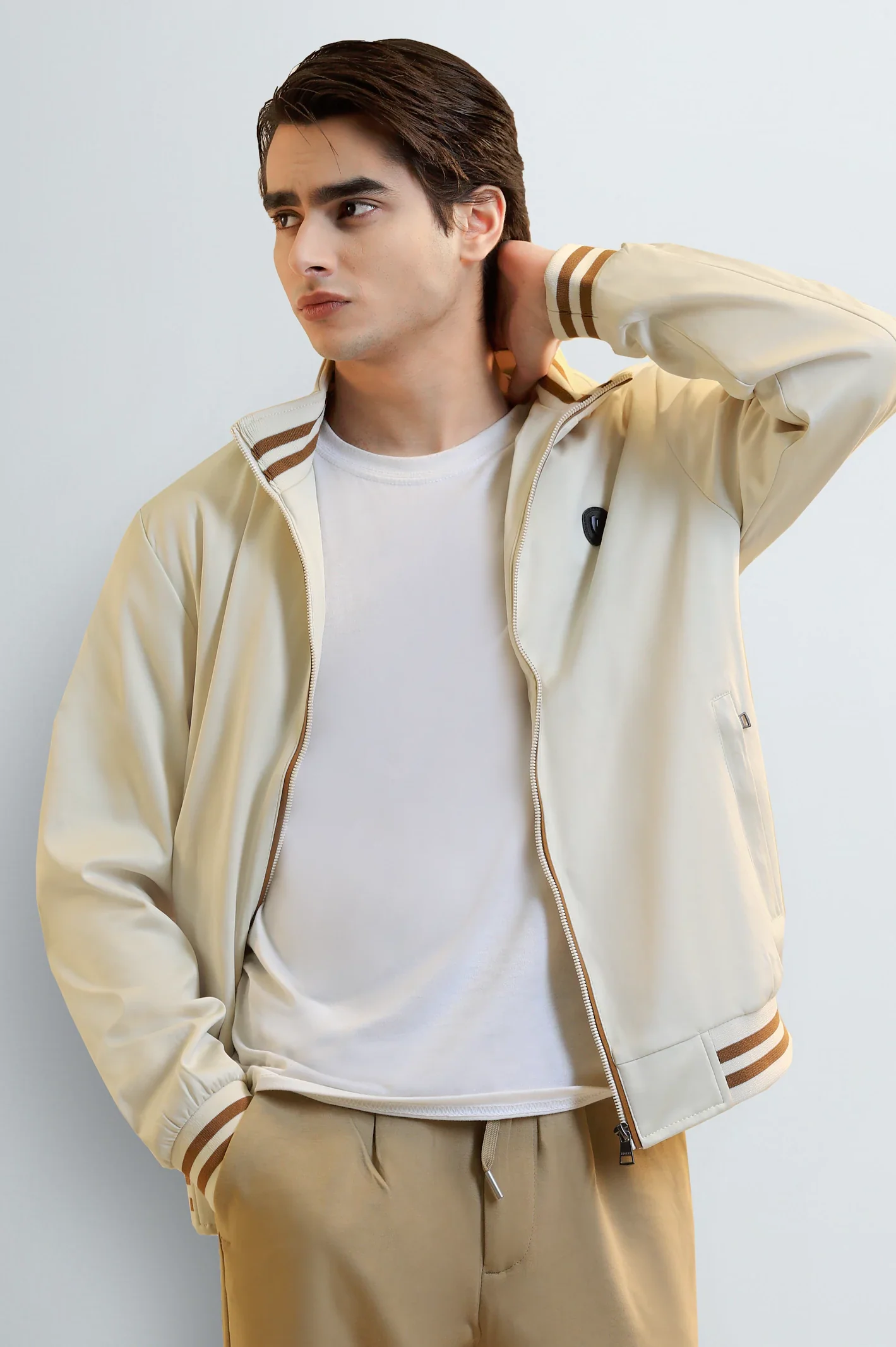 Men's Cream Bomber Jacket