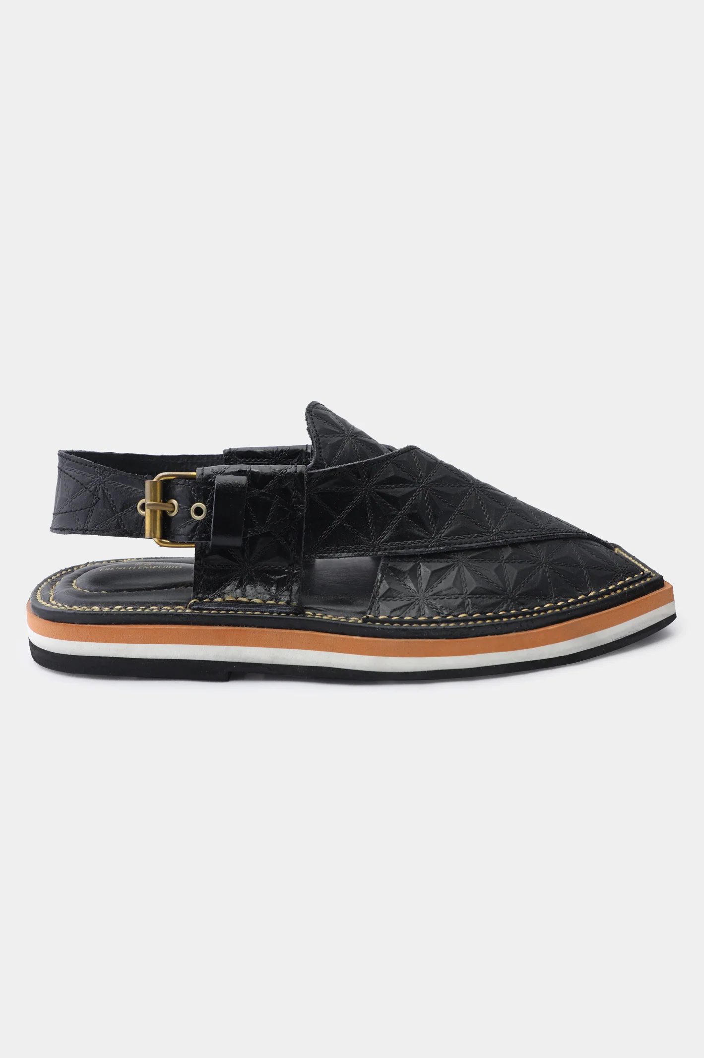 Men's Cow Leather Black Sandal - Image 2