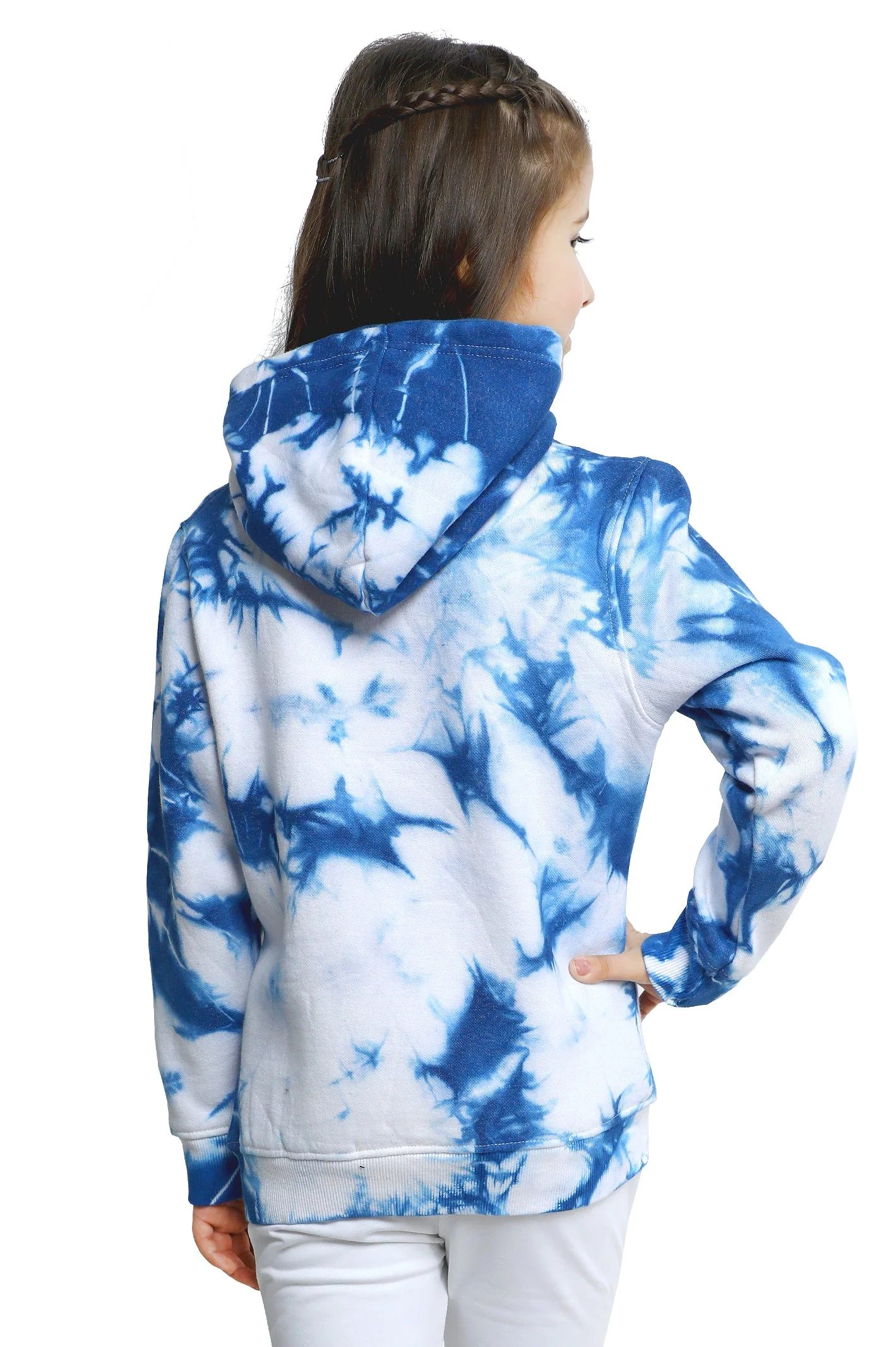 Pull Over Hoodie For Girls SKU: KGI-0005-BLUE - Image 3