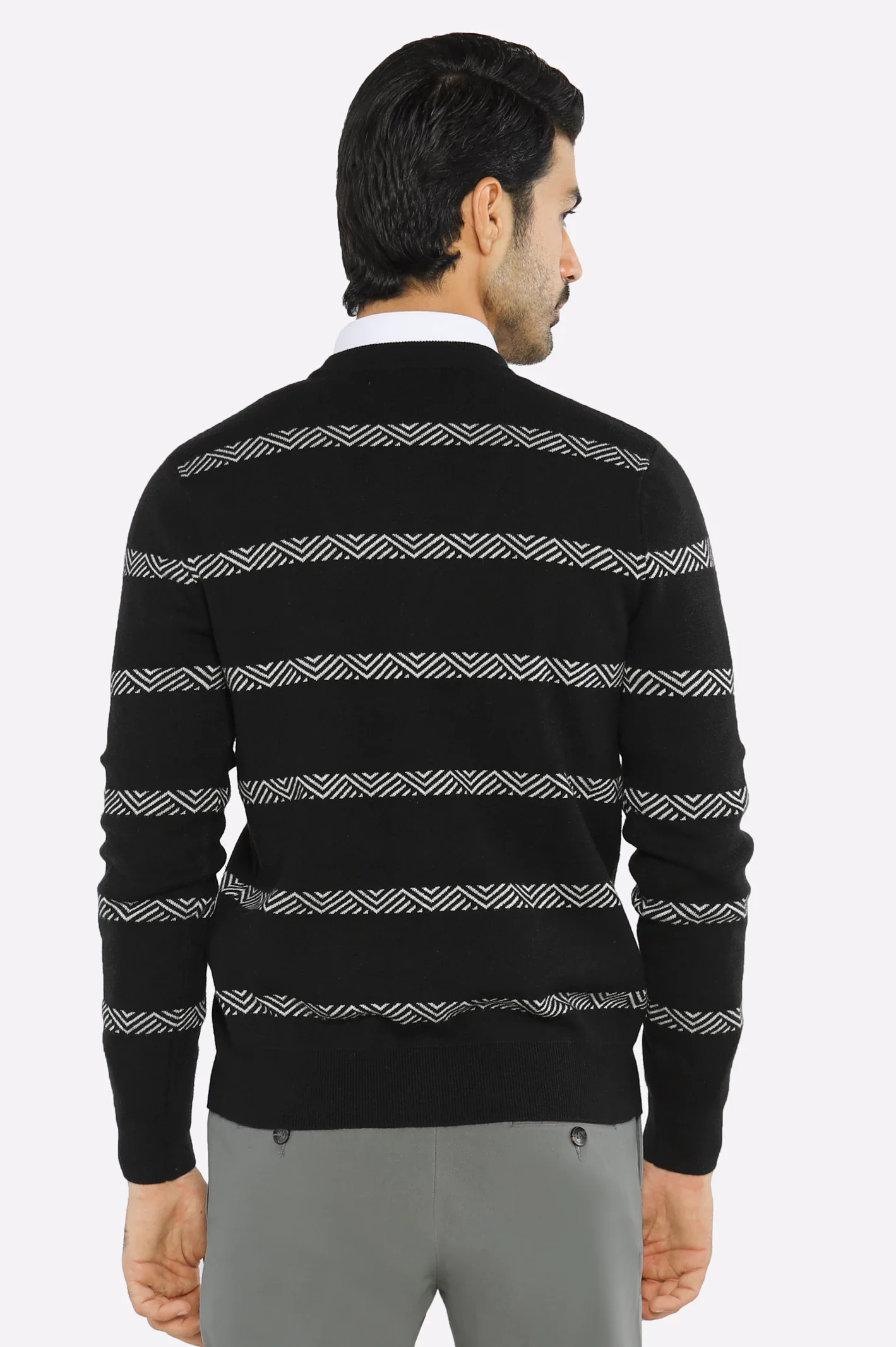 Men Full Sleeves Black Cardigan - Image 3