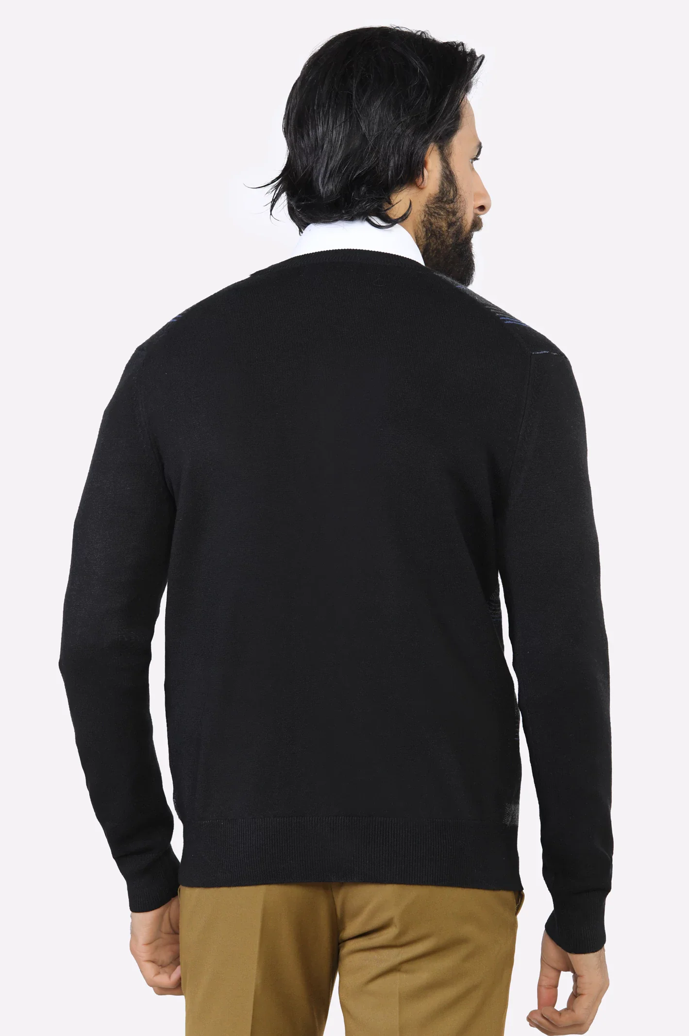 Men Full Sleeves Black Cardigan - Image 3