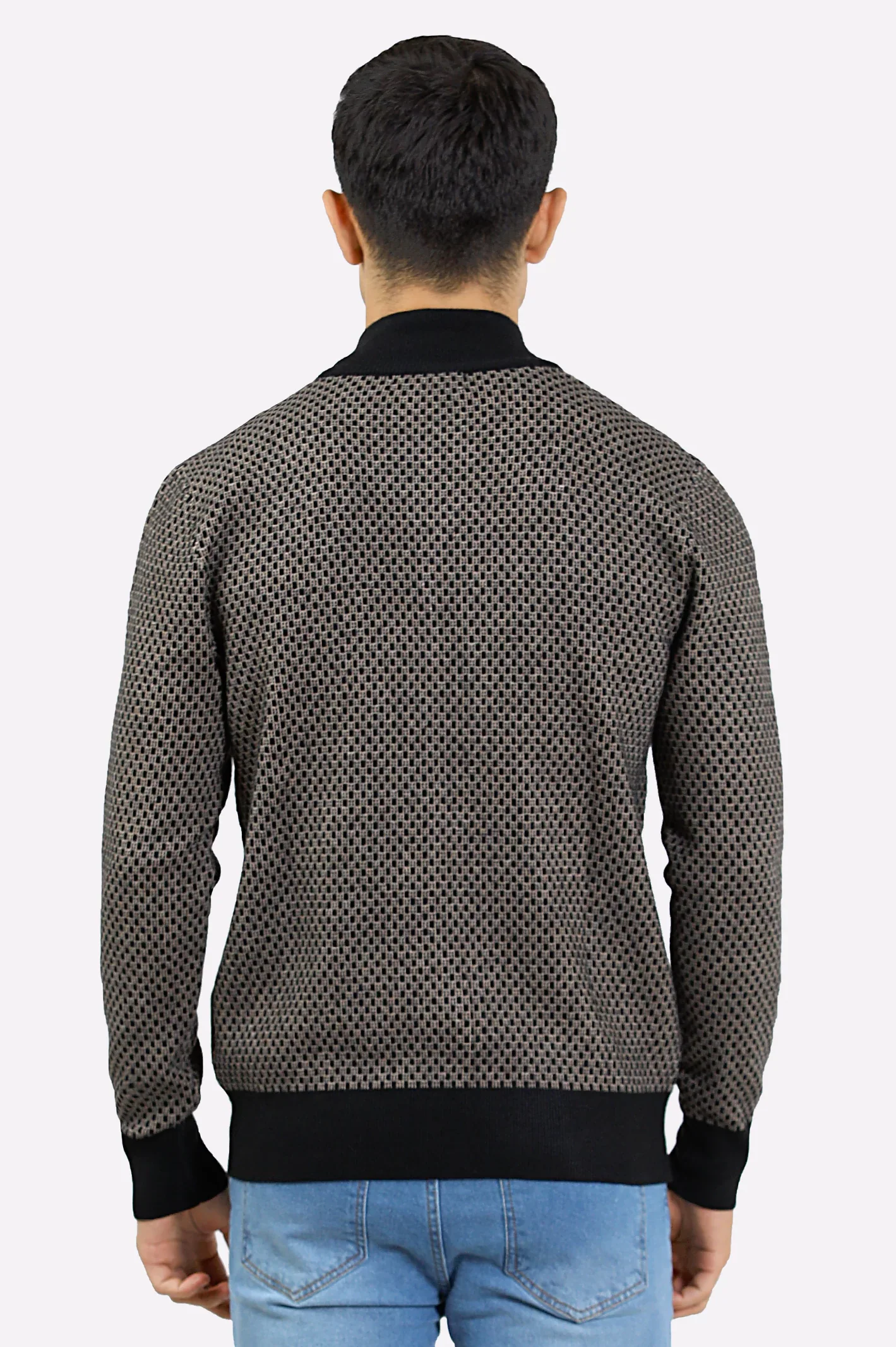 Men Black Zipper Cardigan - Image 3
