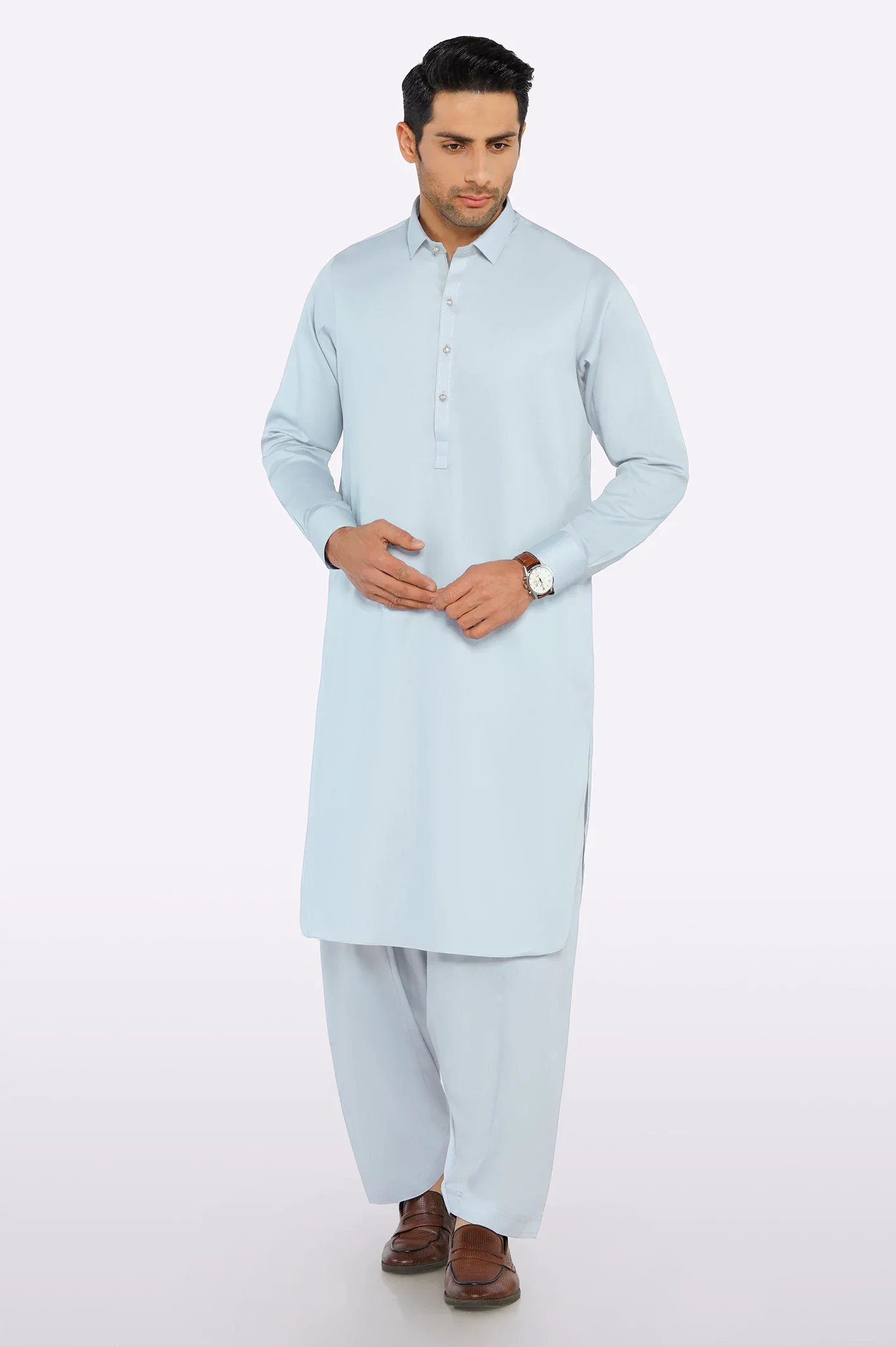 Sky Blue Wash & Wear Fabric