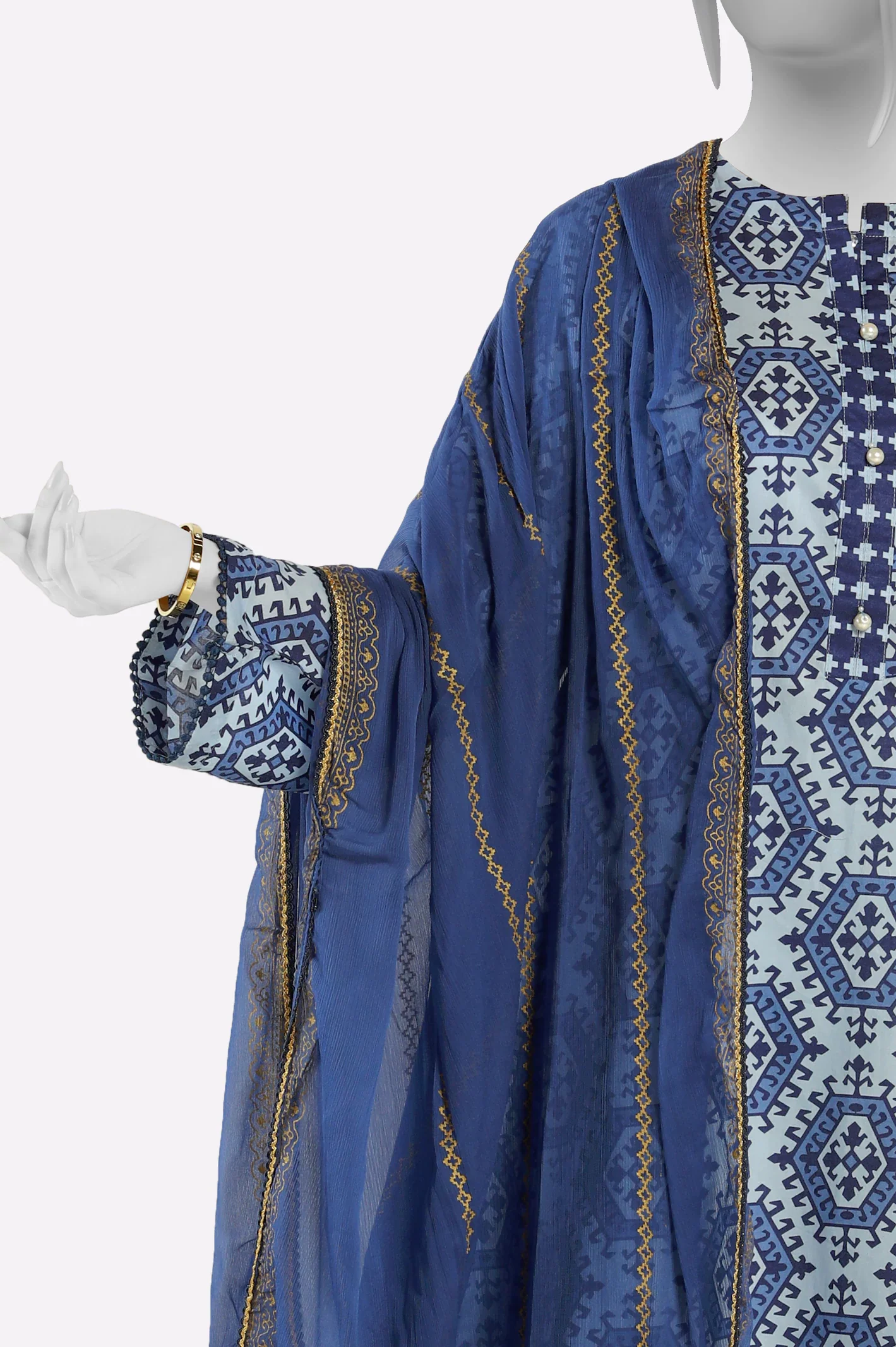 Blue Printed Dupatta - Image 3