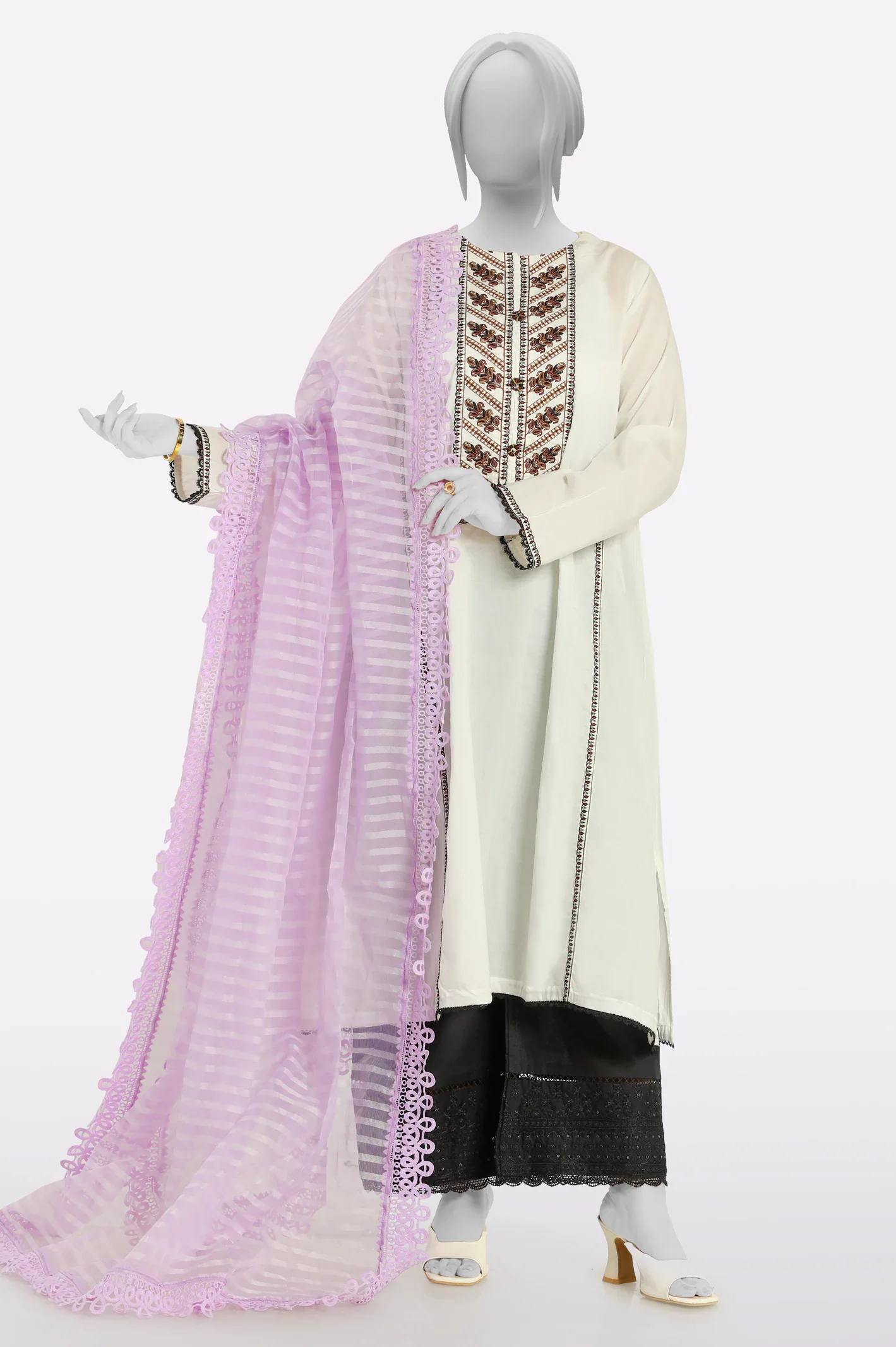 Light Purple Plain Dupatta - Image 2