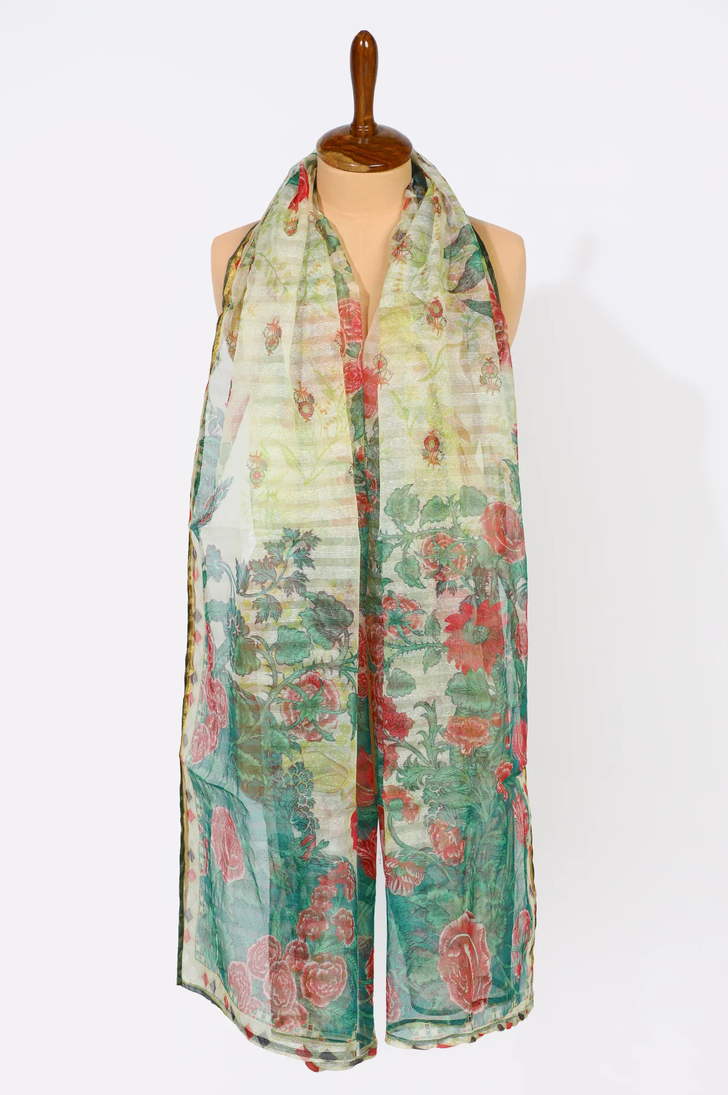 Green Printed Dupatta - Image 2