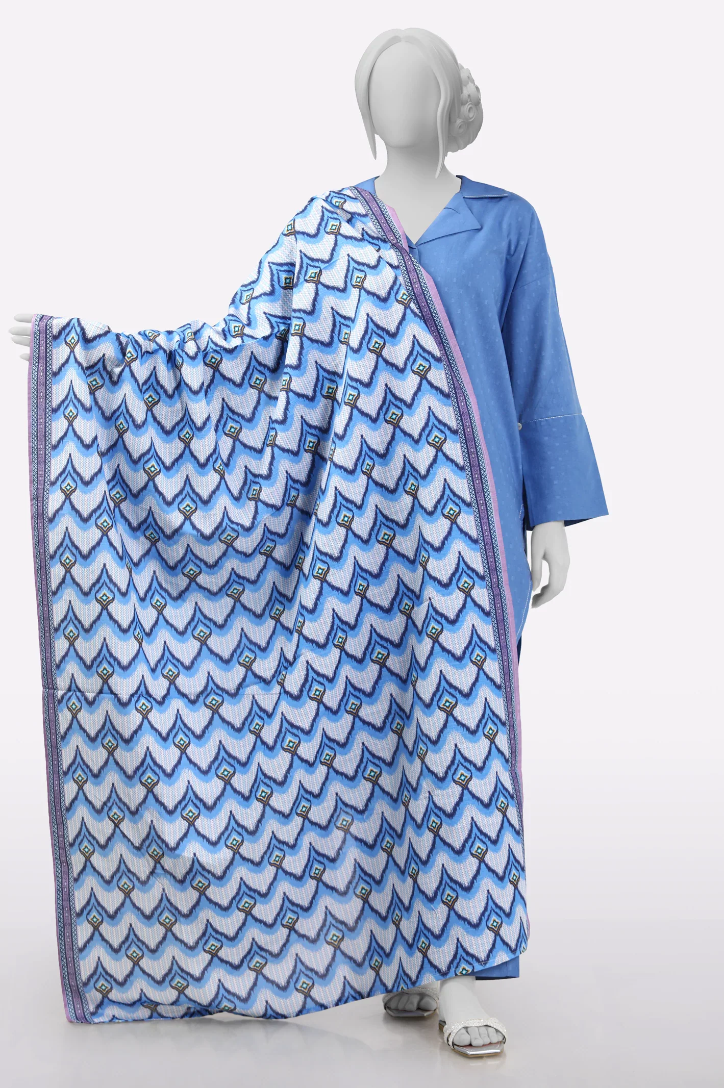 Blue Printed Dupatta - Image 2