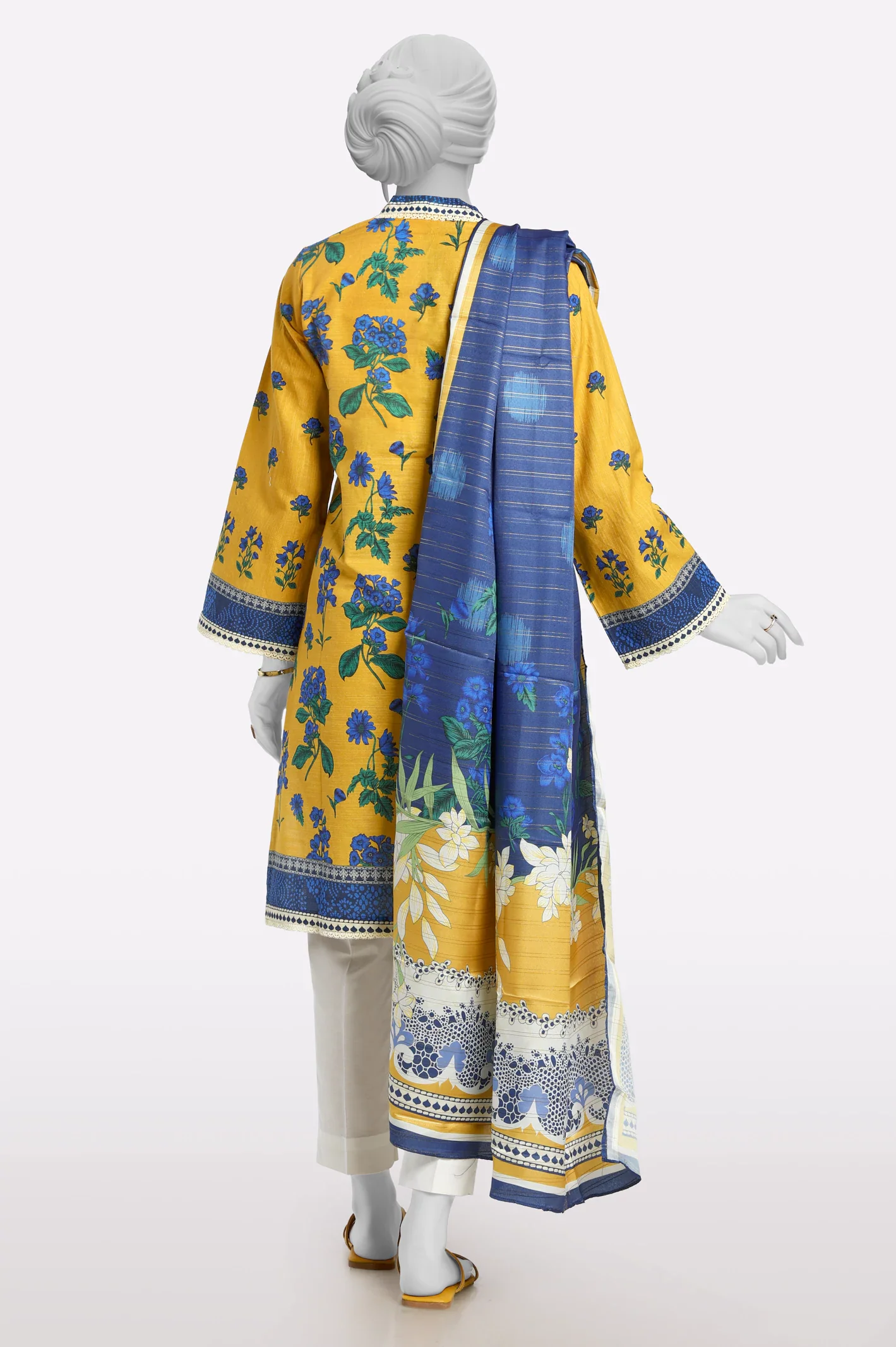 Mustard Printed Kurti With Dupatta - Image 3