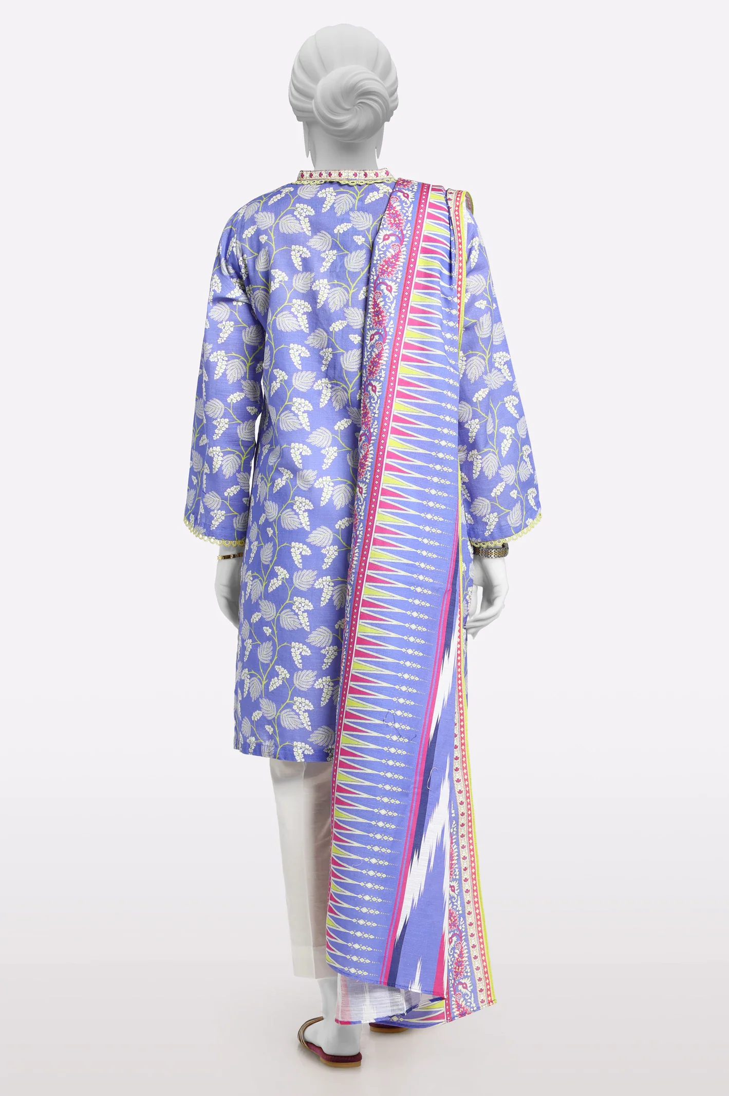 Blue Printed Kurti With Dupatta - Image 3