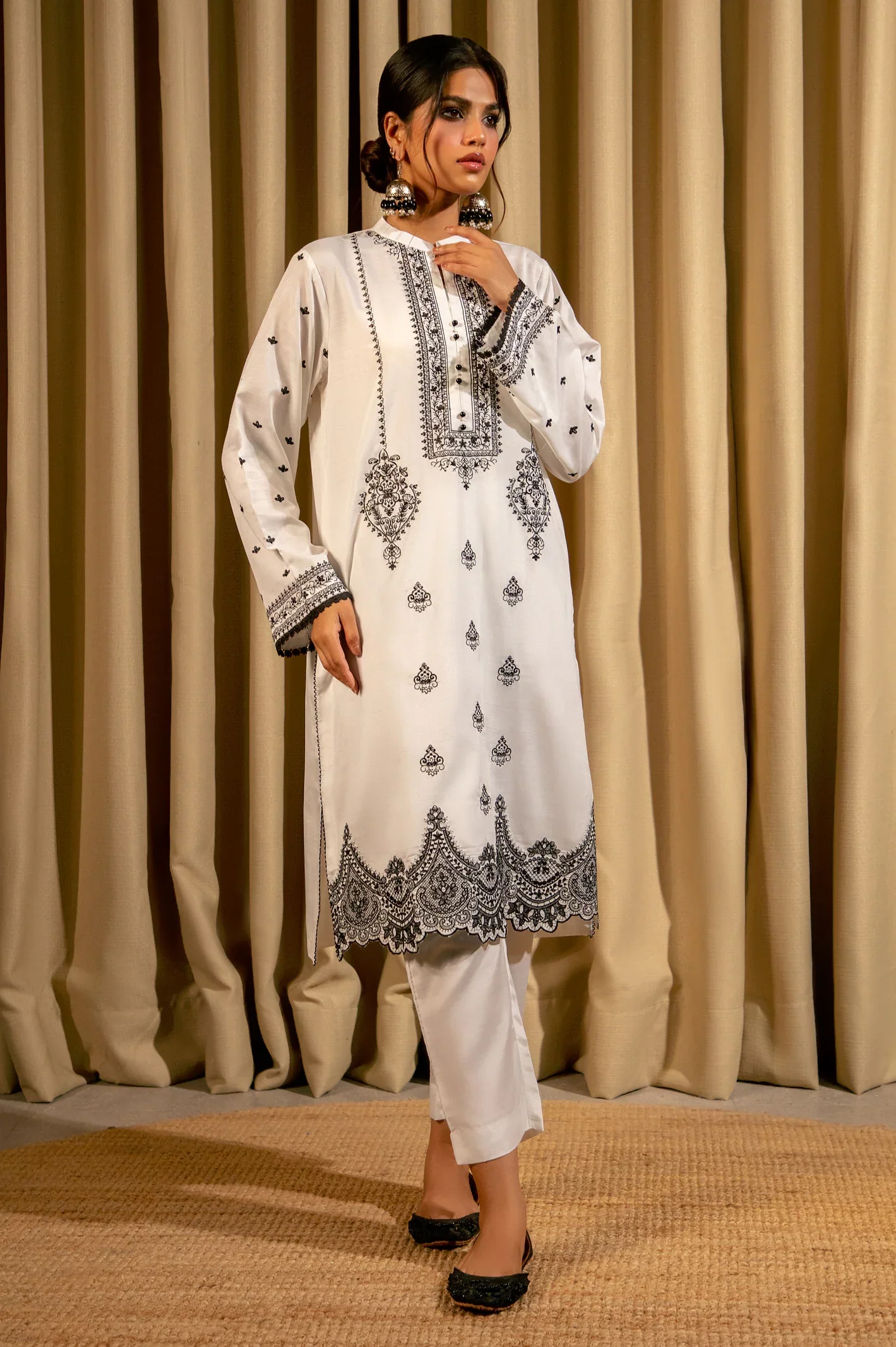 White Embroidered 2PC