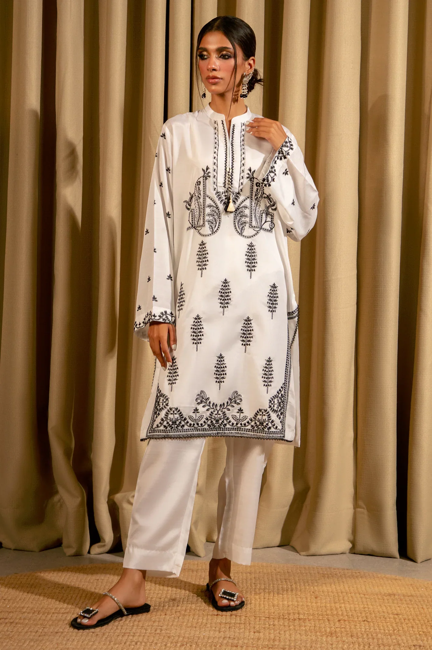White Embroidered 2PC