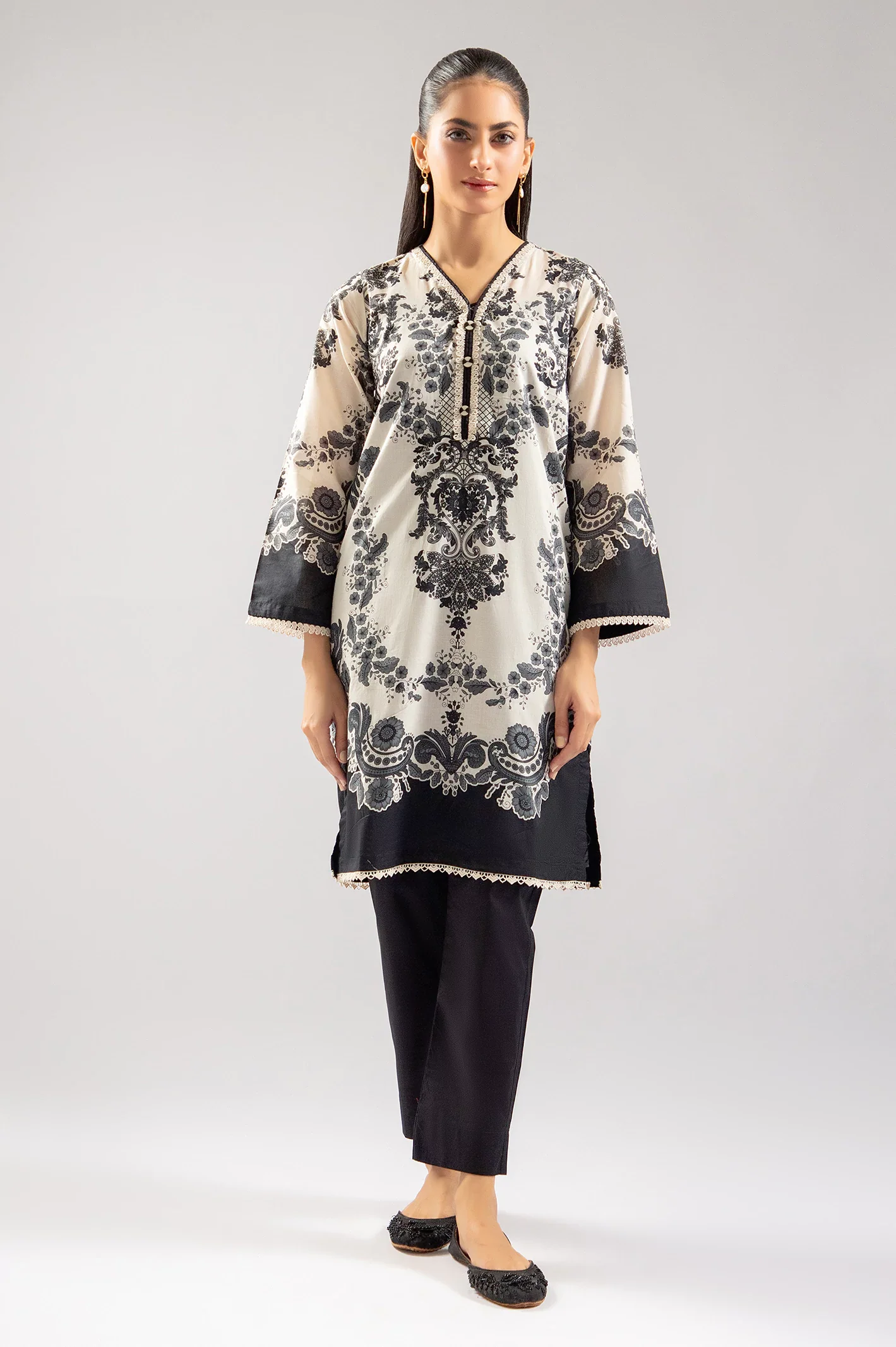 Beige Printed 2PC