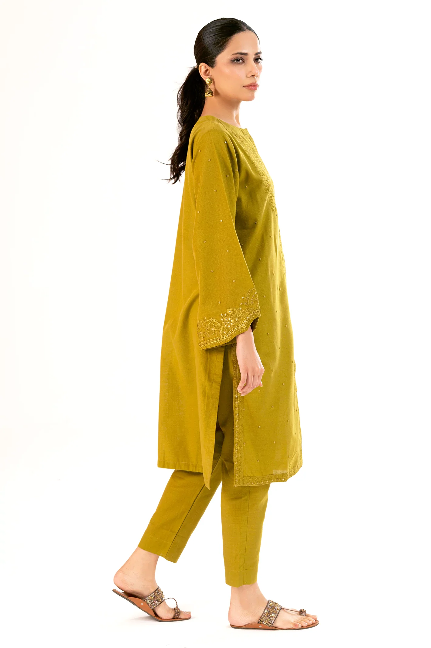 Olive Embroidered 2PC - Image 4