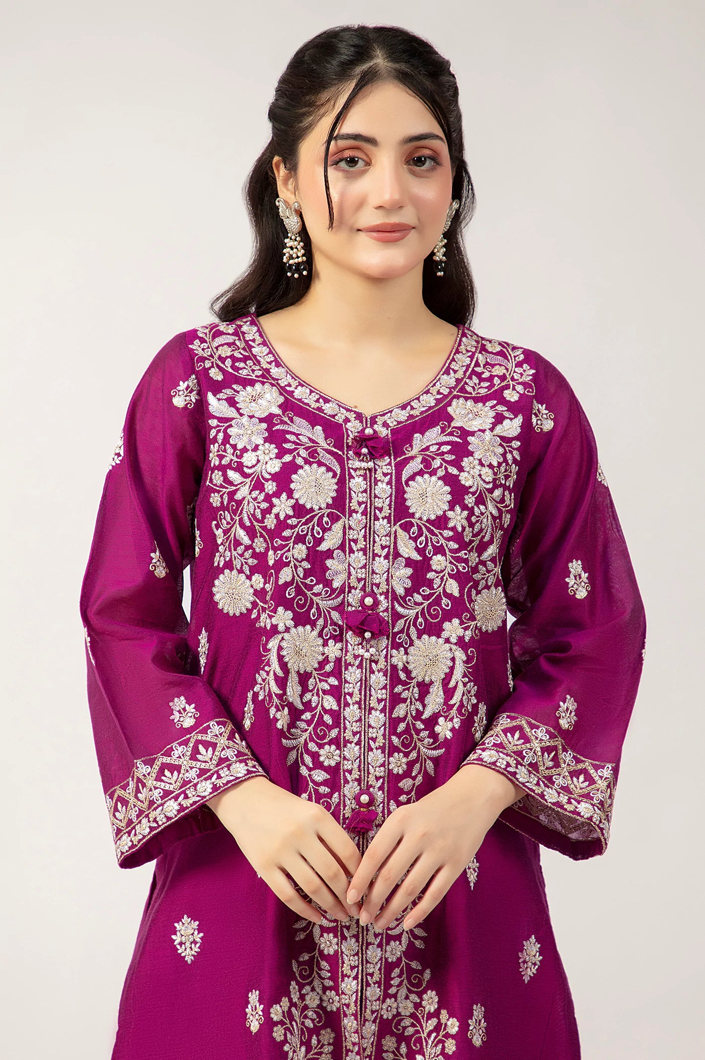 Dark Pink Embroidered 2PC - Image 3