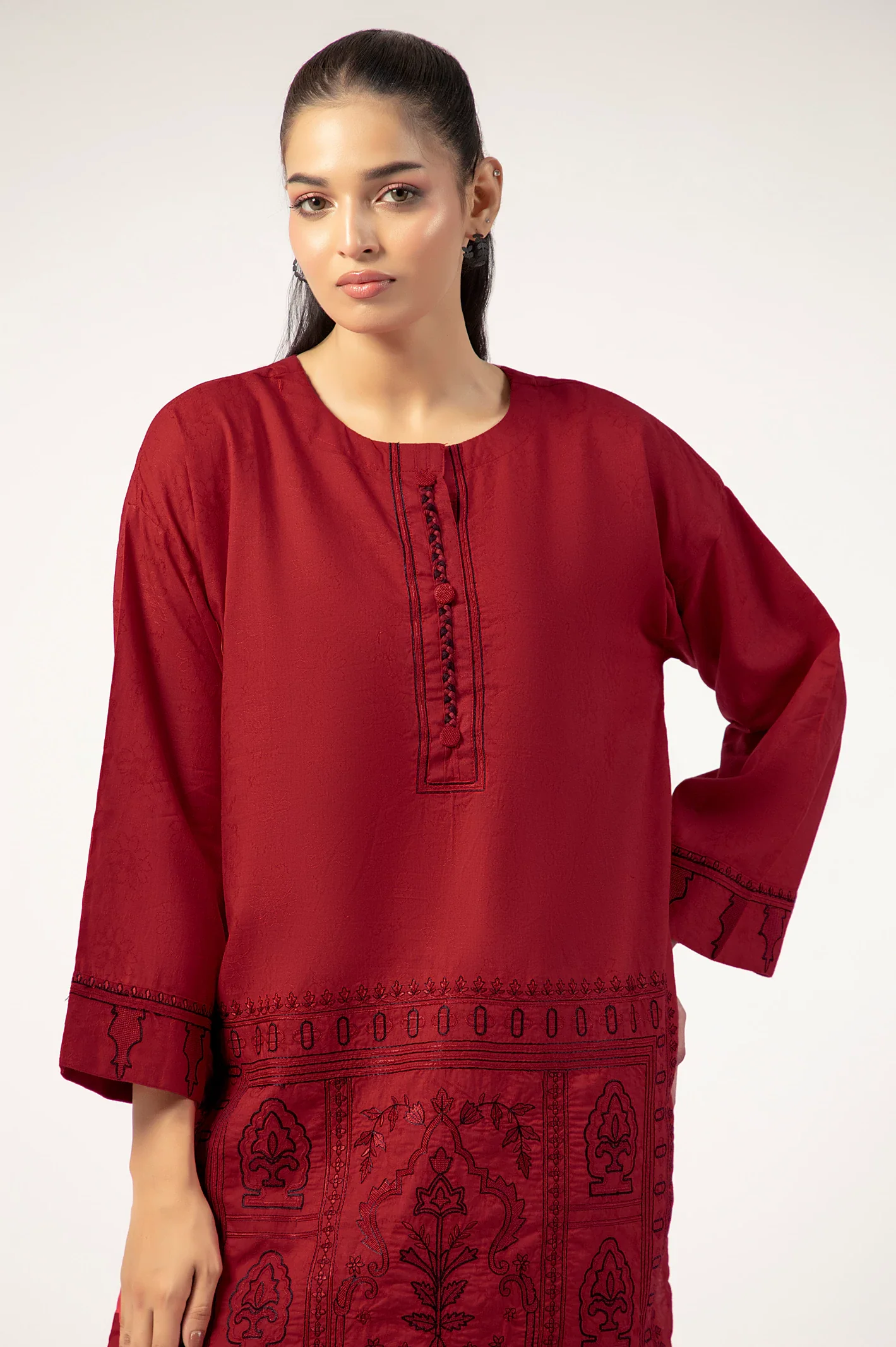 Red Embroidered 2PC - Image 3