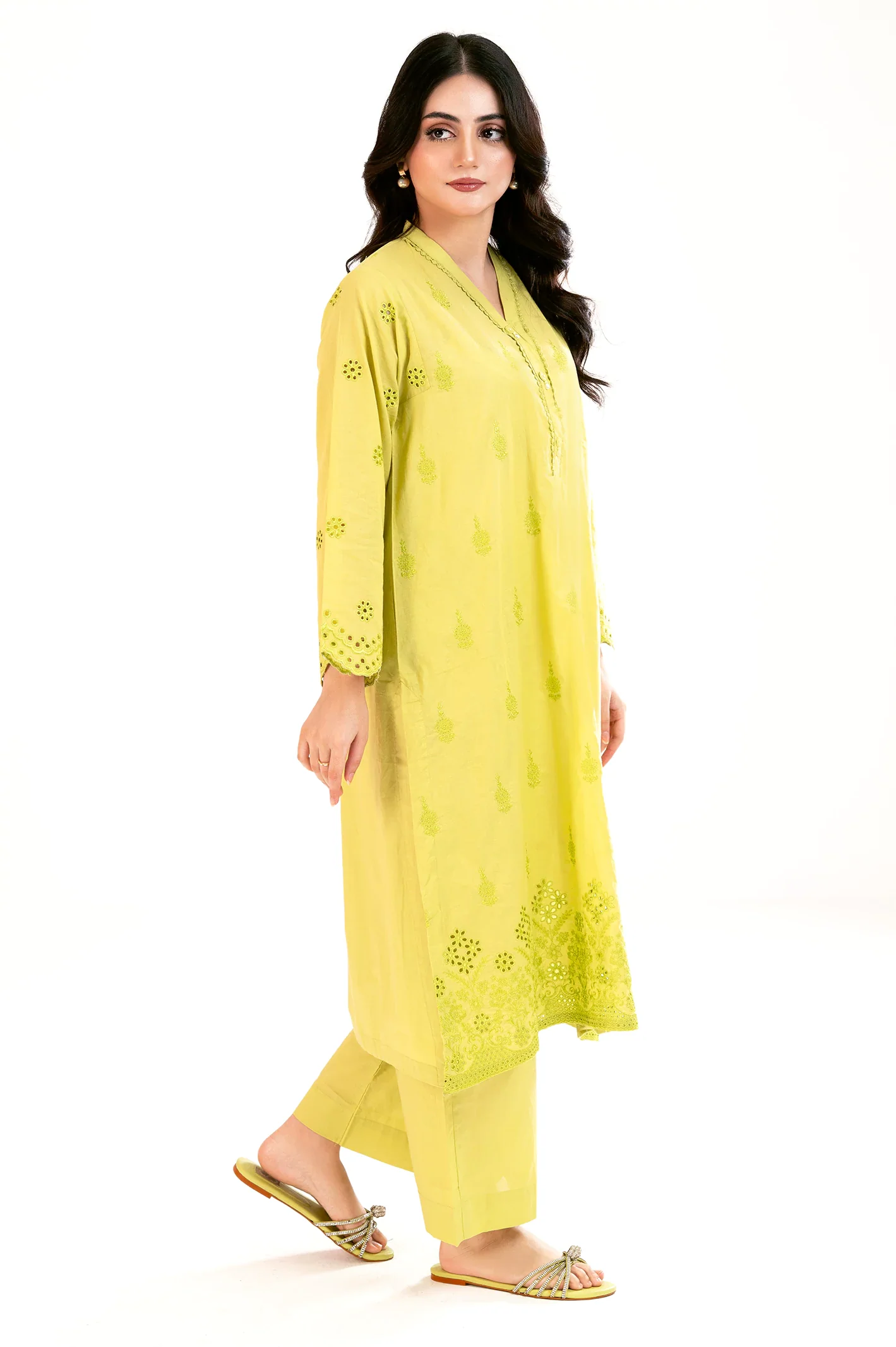 Parrot Green Embroidered 2PC - Image 3
