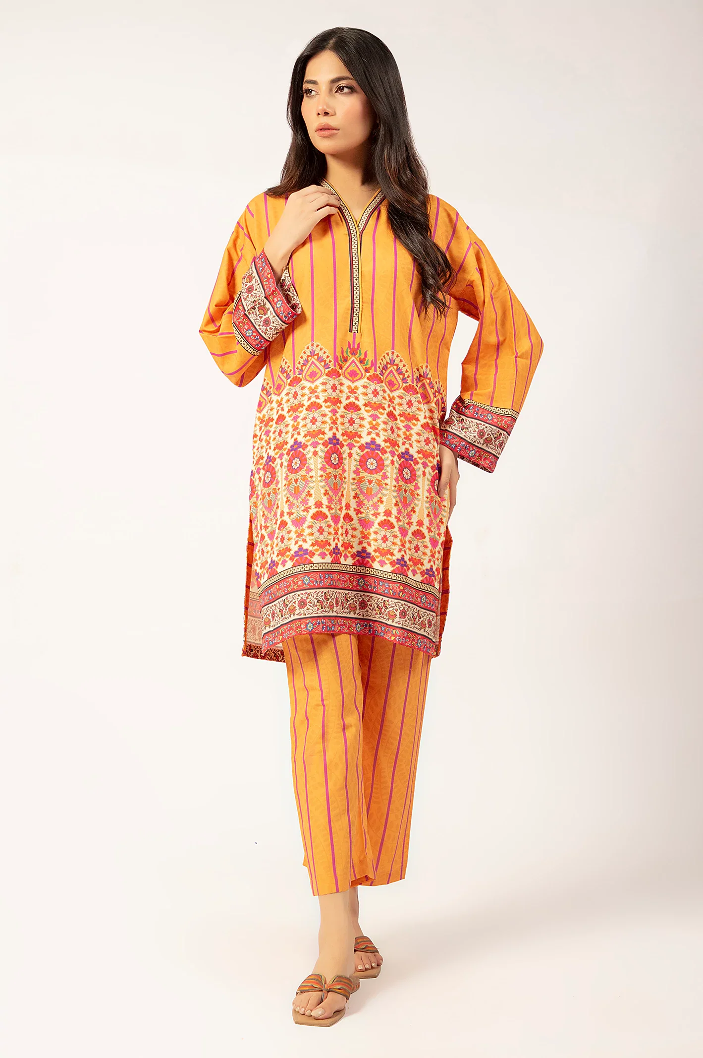 Orange Printed 2PC - Image 3