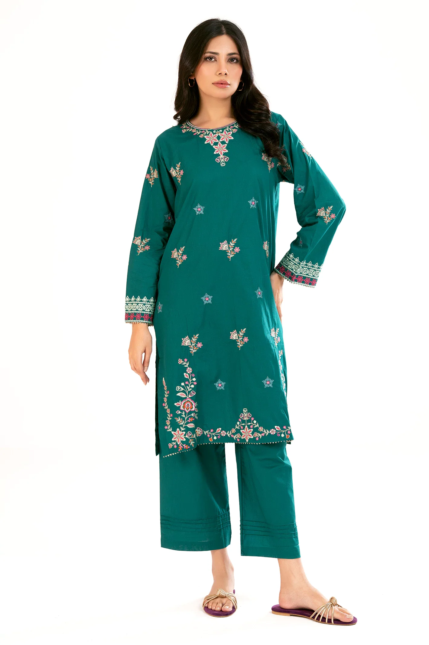 Teal Embroidered 2PC - Image 3