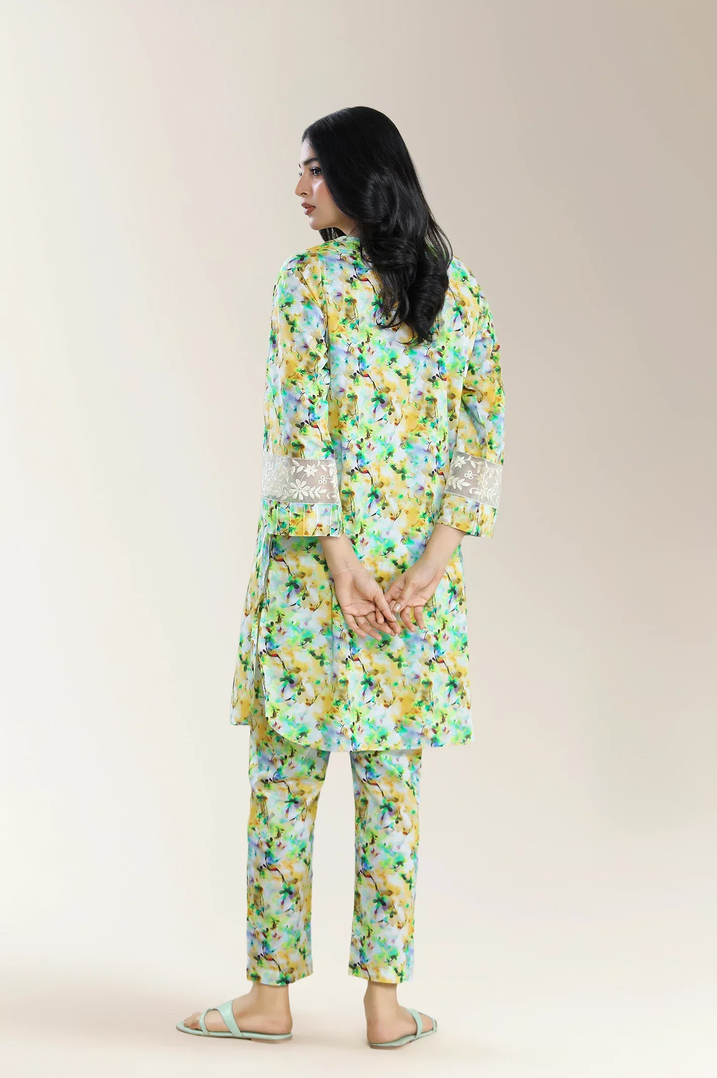 Print With Embroidery Lawn-Green 2Pc - Image 2