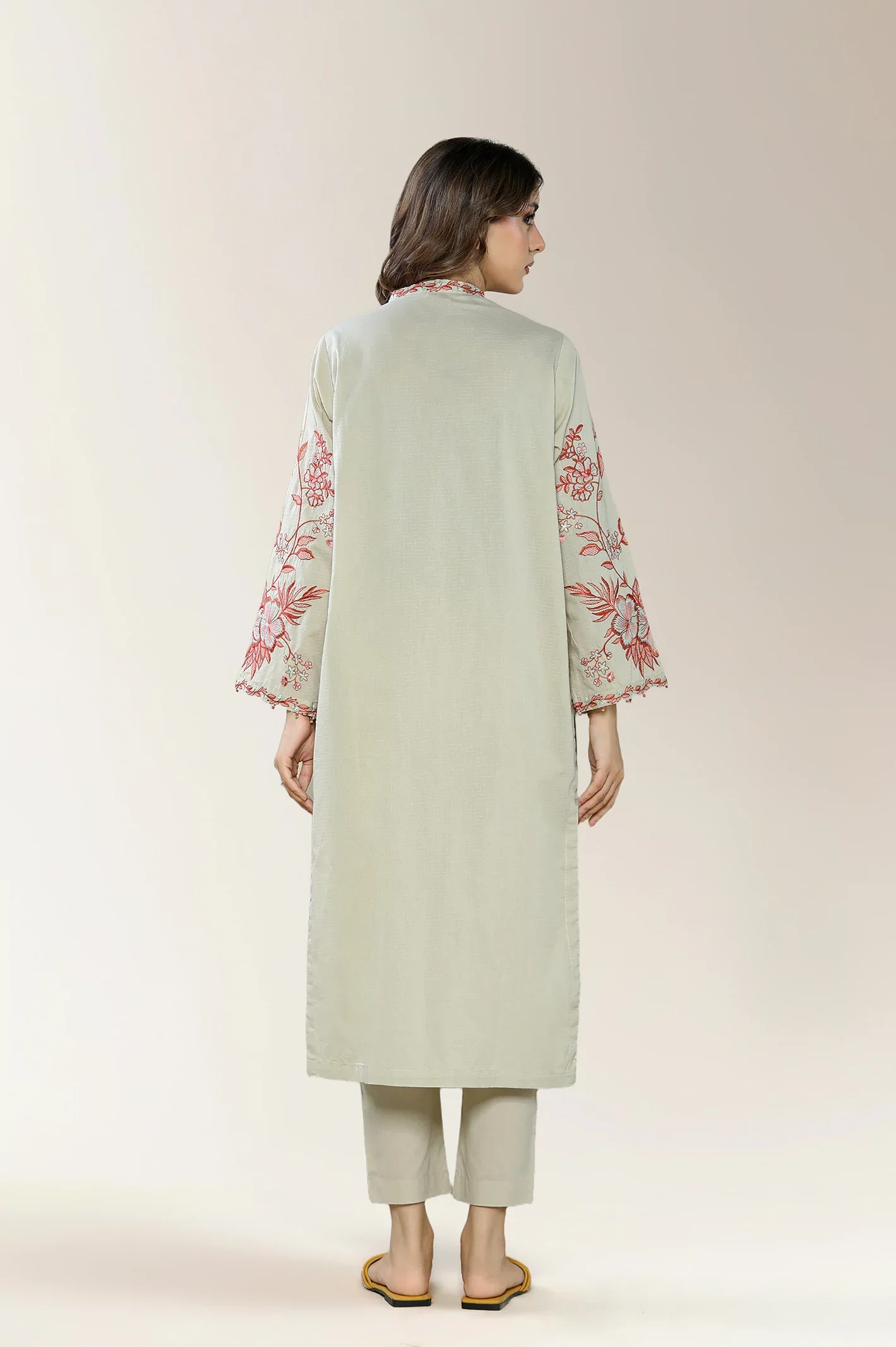 Embroidered Cotton Beige 2PC - Image 3