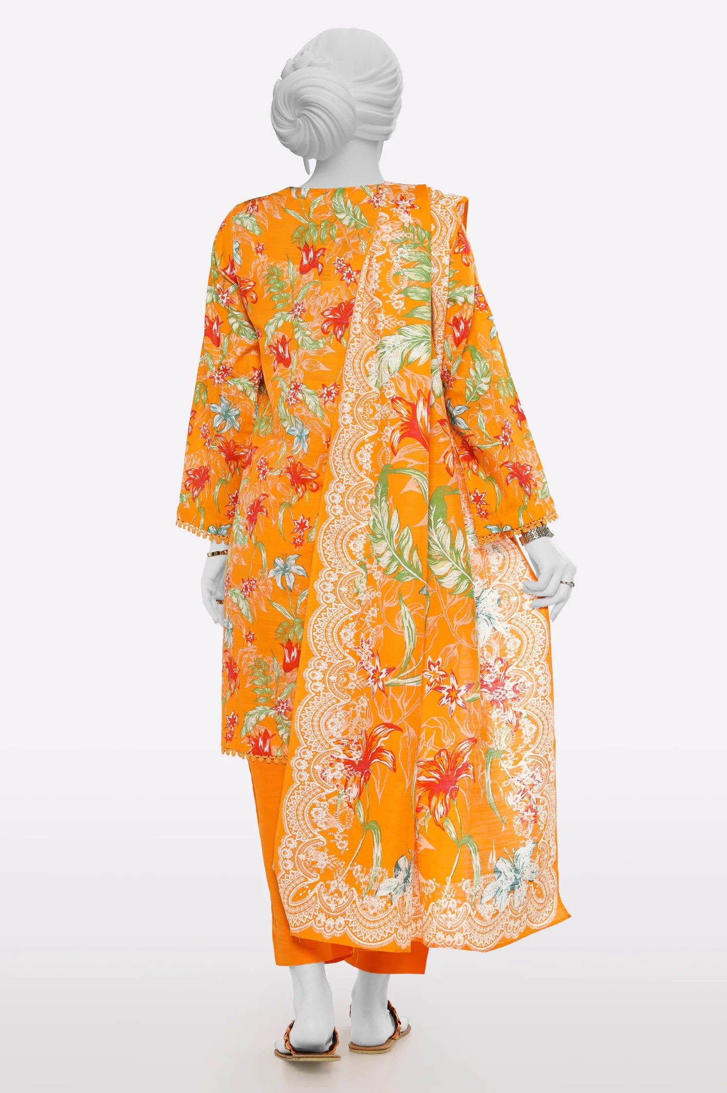 Orange Printed 3PC - Image 3