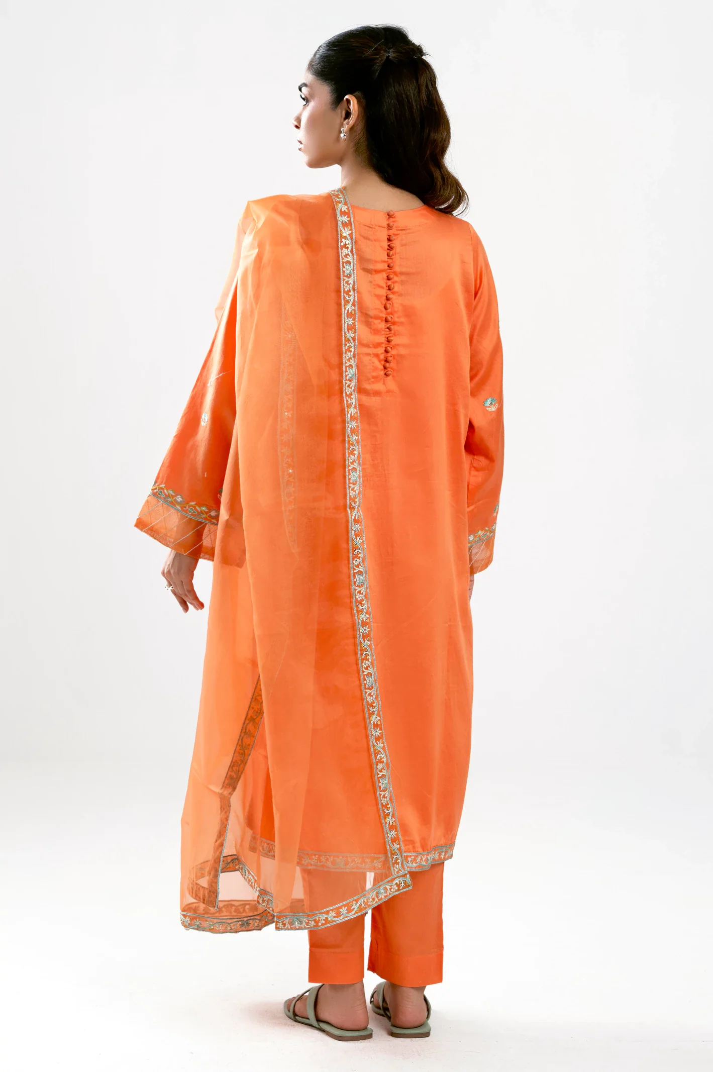 Orange Embroidered 3PC - Image 4