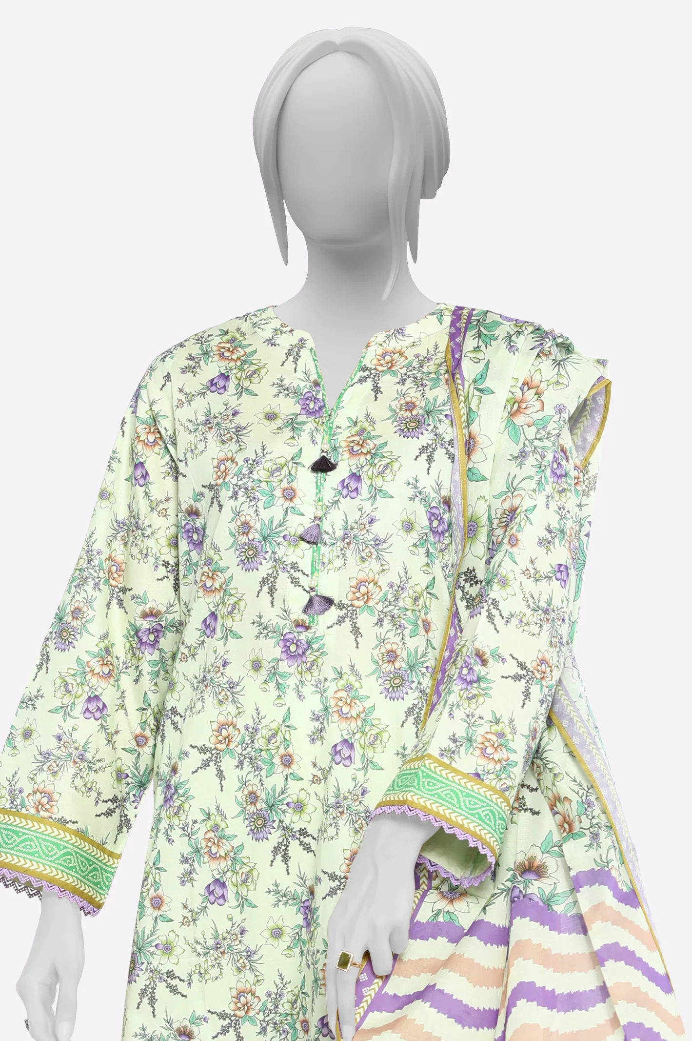 Light Green Printed 3PC - Image 2
