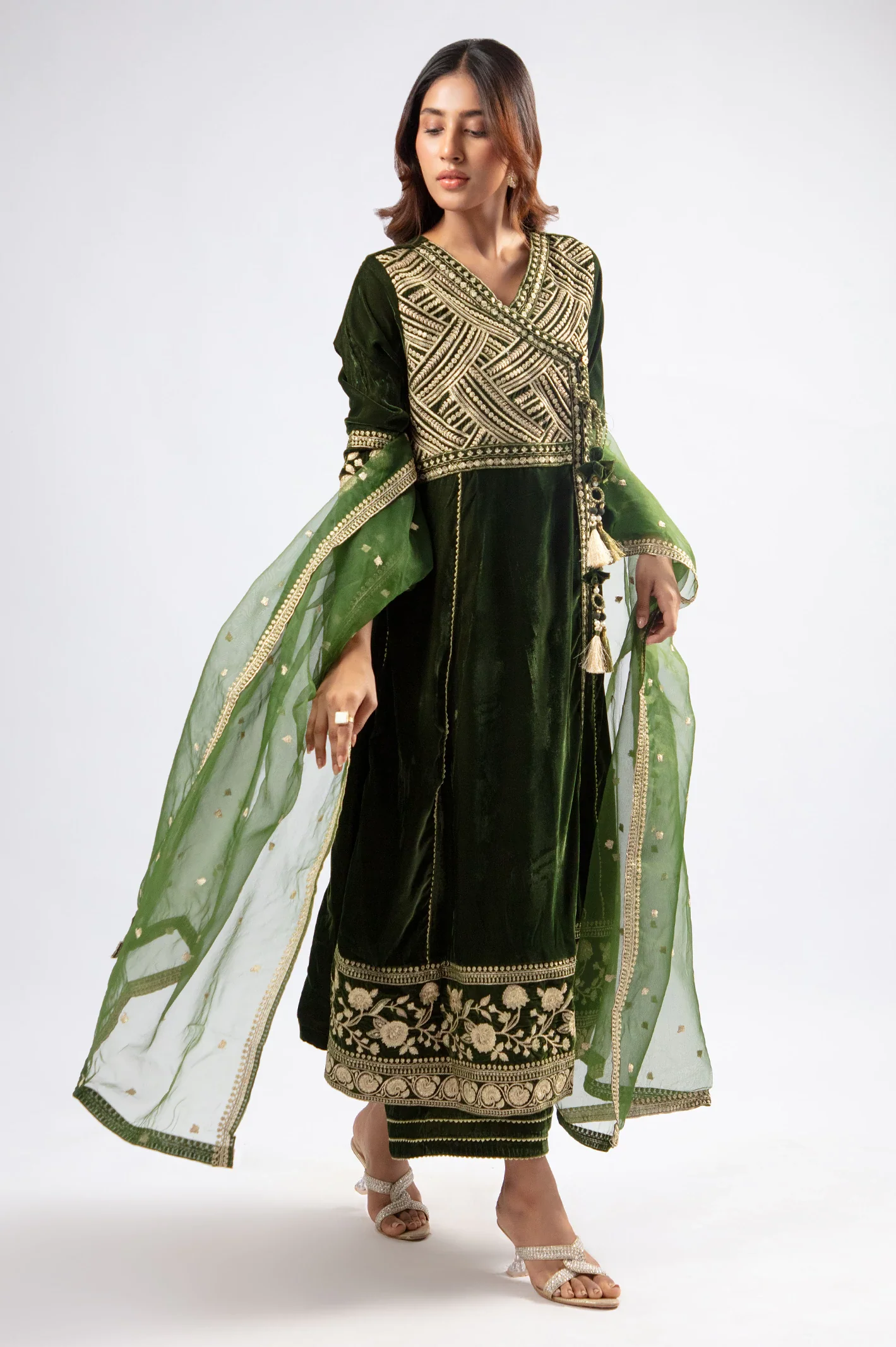 Olive Embroidered 3PC - Image 3