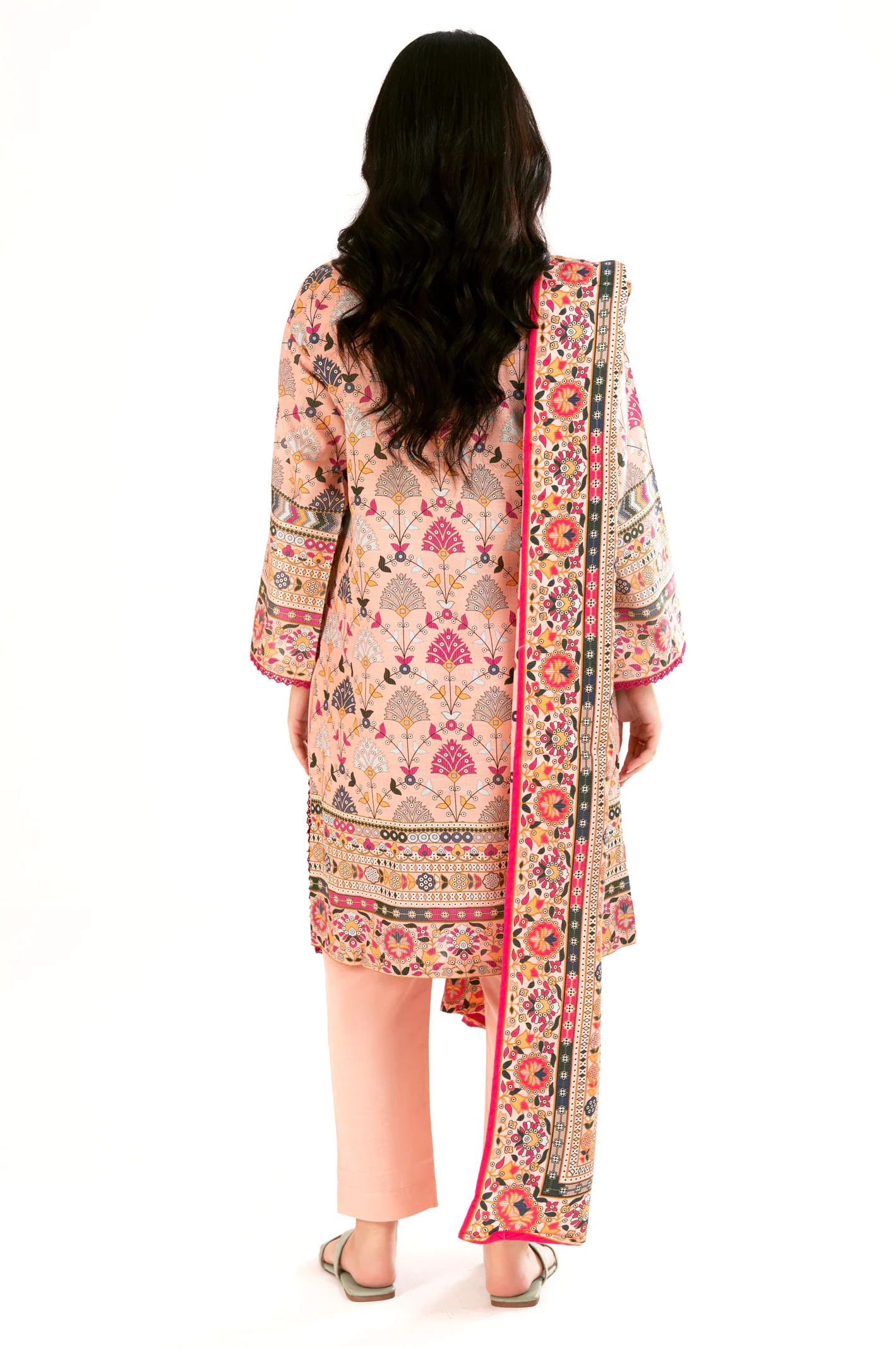 Peach Printed 3PC - Image 4