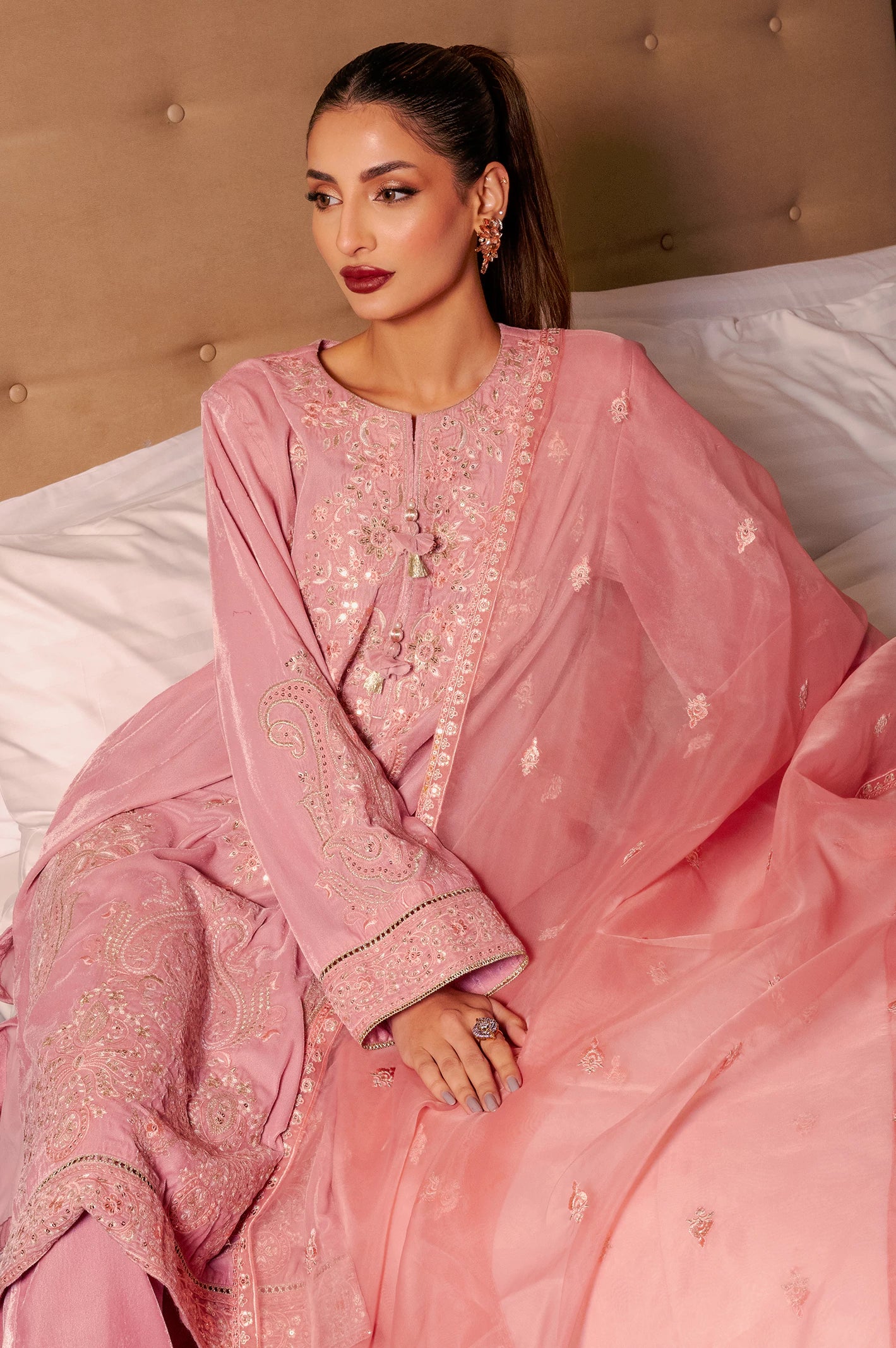 Peach Embroidered 3PC - Image 2