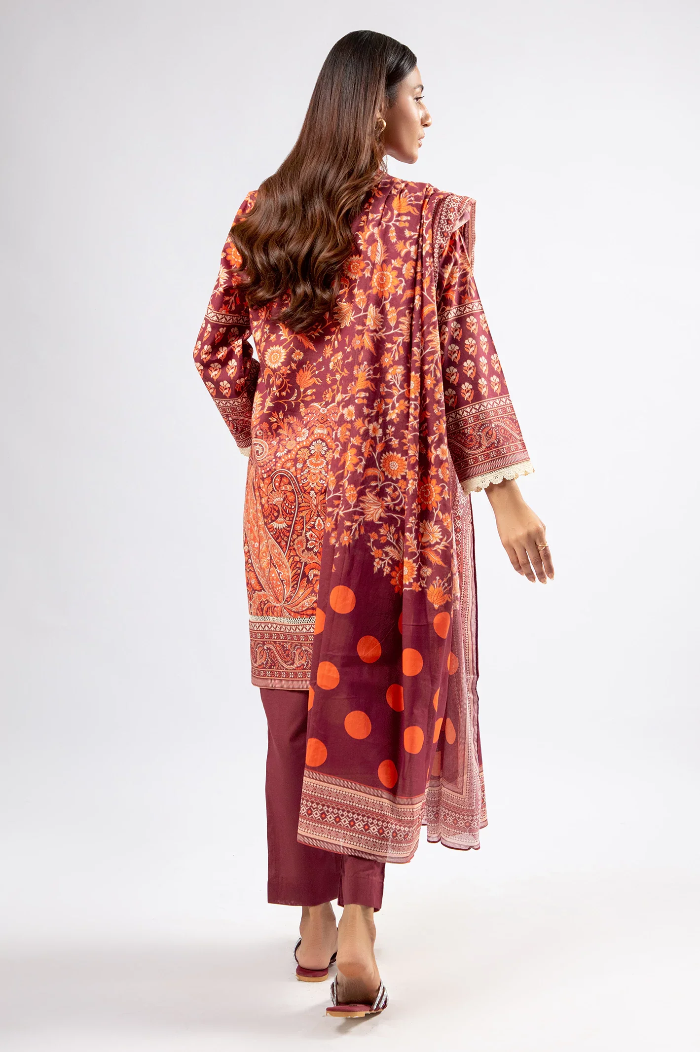 Maroon Printed 3PC - Image 3