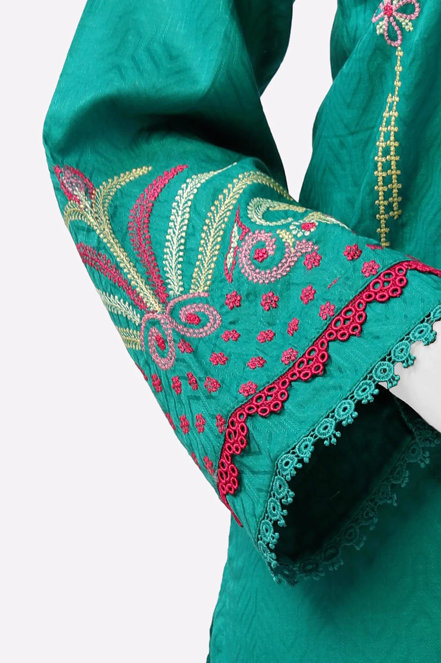 Green Embroidered Kurti - Image 3