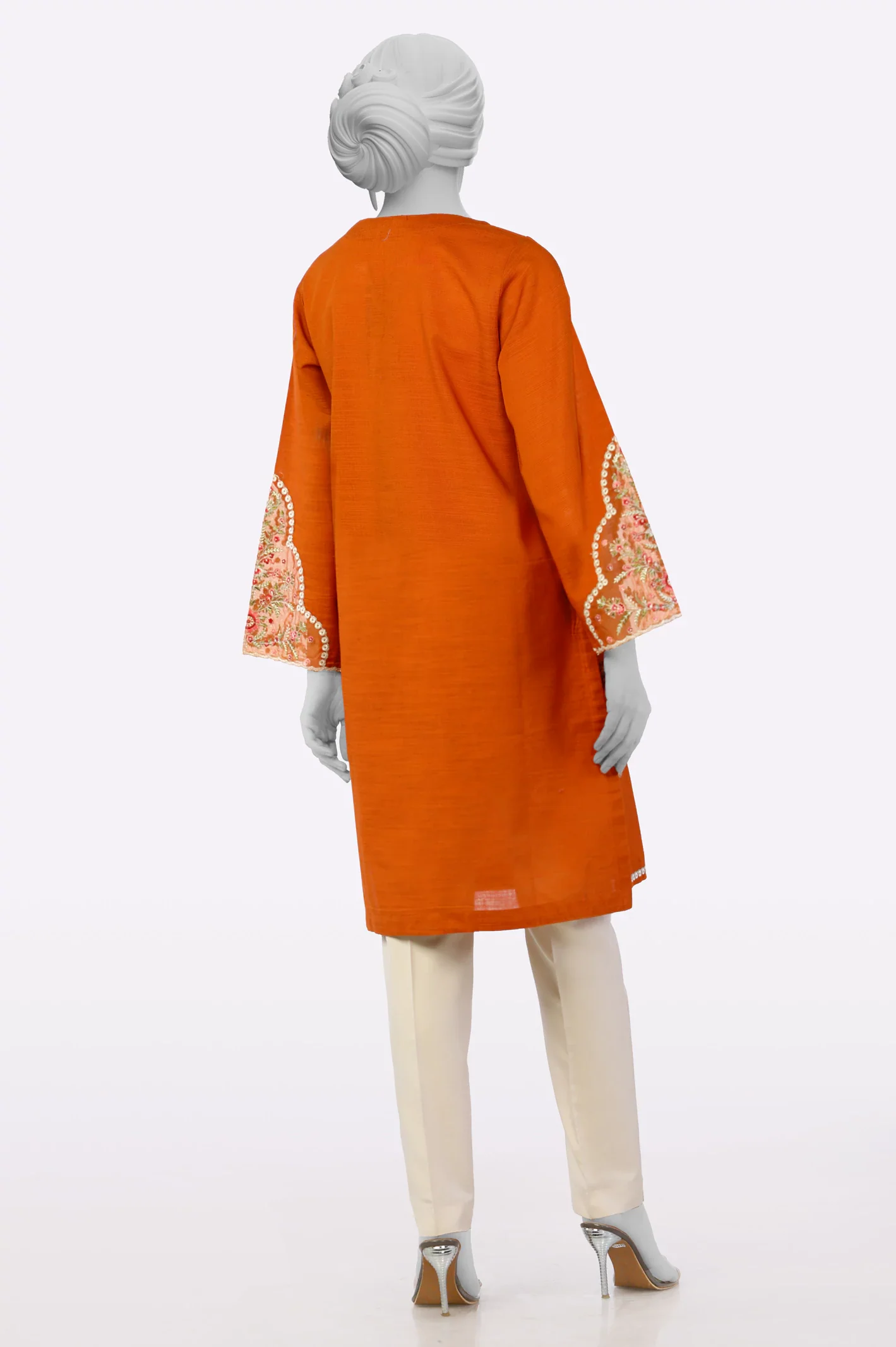 Rust Embroidered Kurti - Image 3