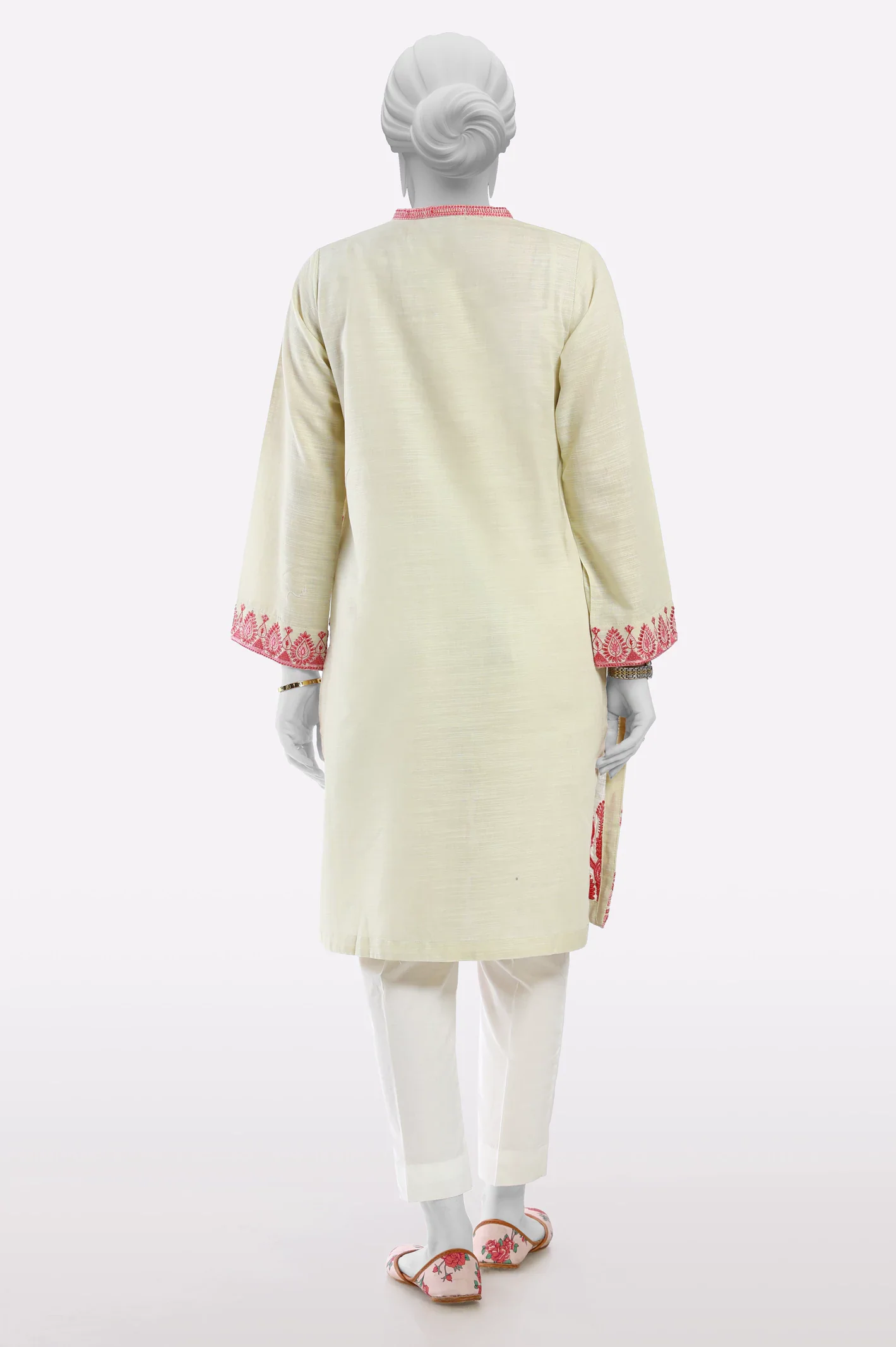 Beige Embroidered Kurti - Image 3