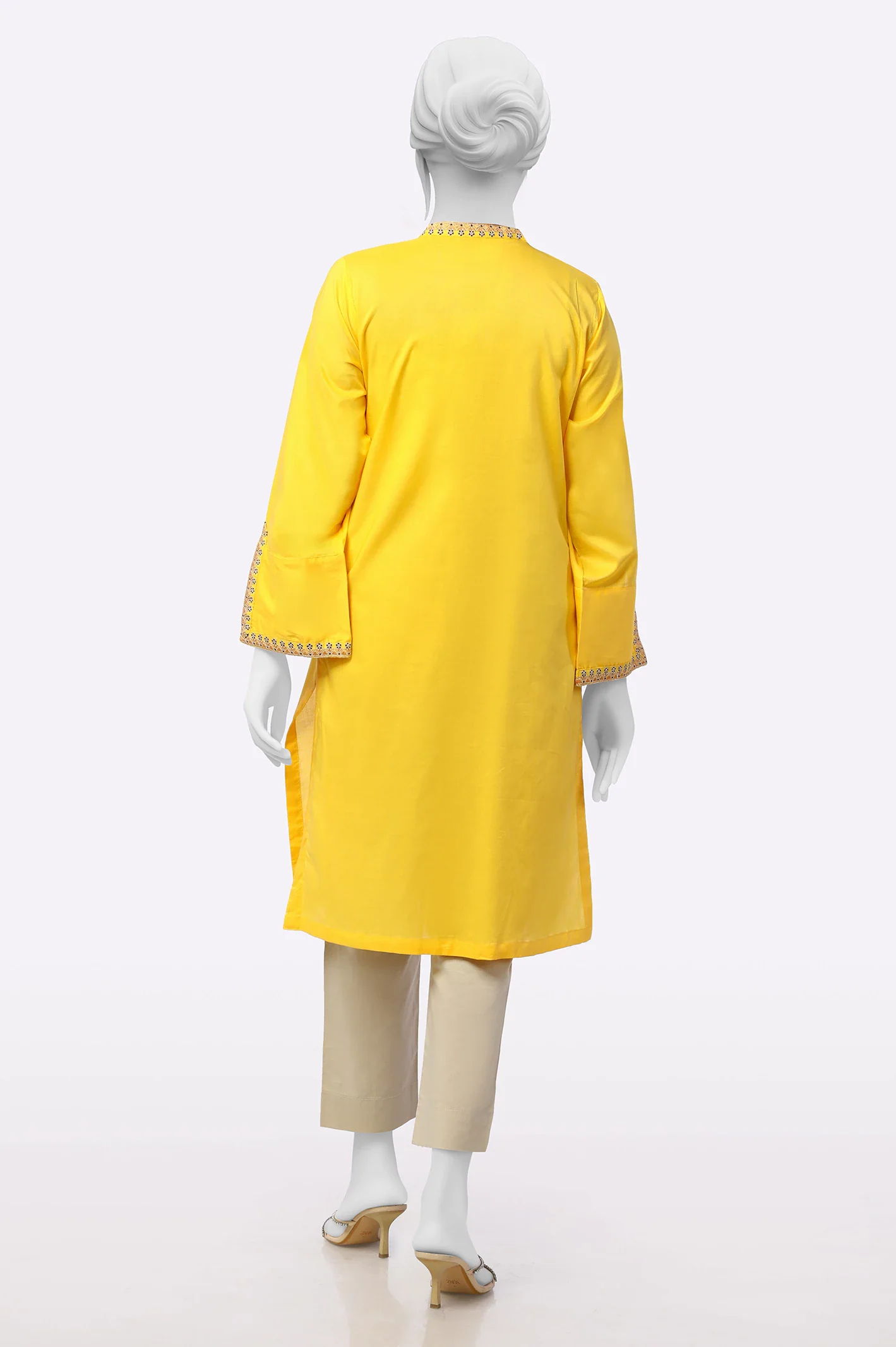 Yellow Embroidered Kurti - Image 3