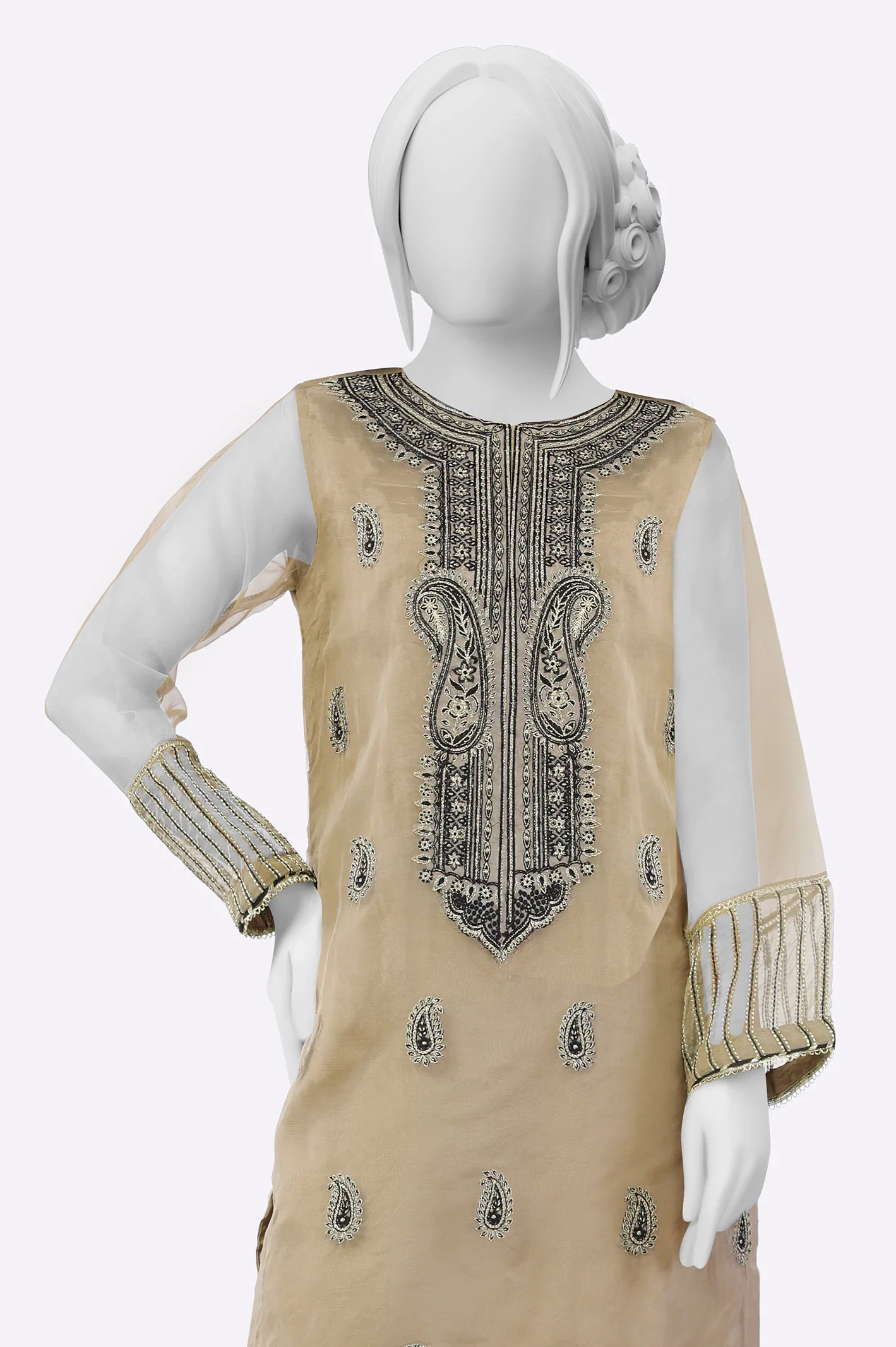 Brown Embroidered Kurti - Image 2