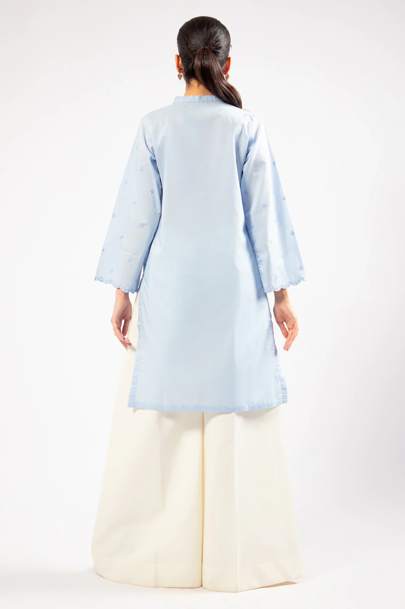 Sky Blue Embroidered Kurti - Image 4