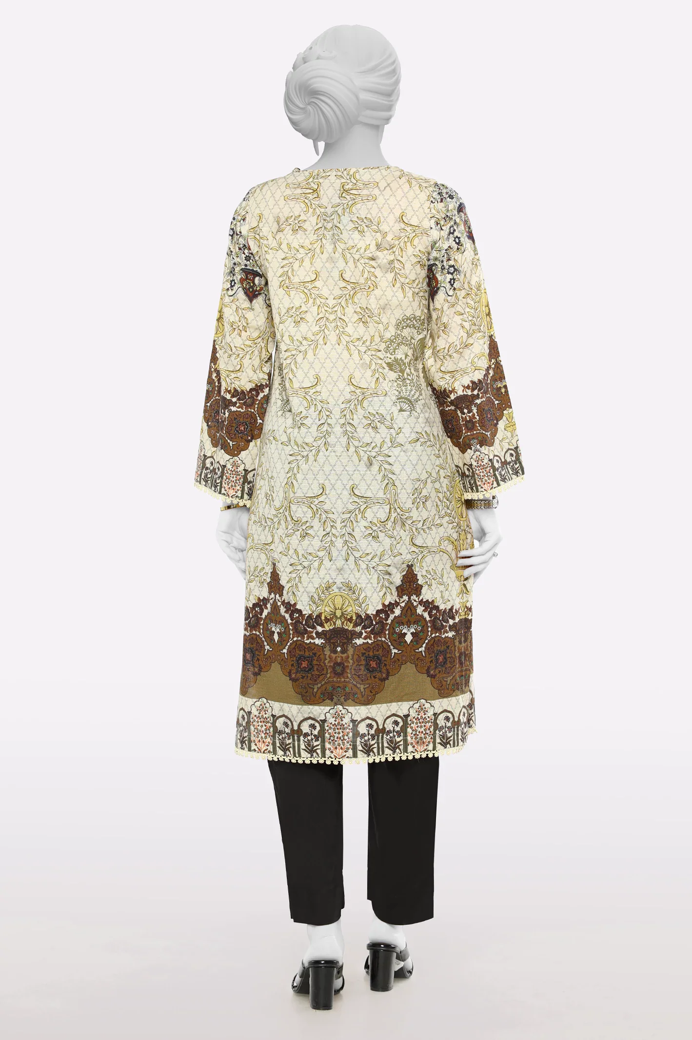 Beige Printed Kurti - Image 3
