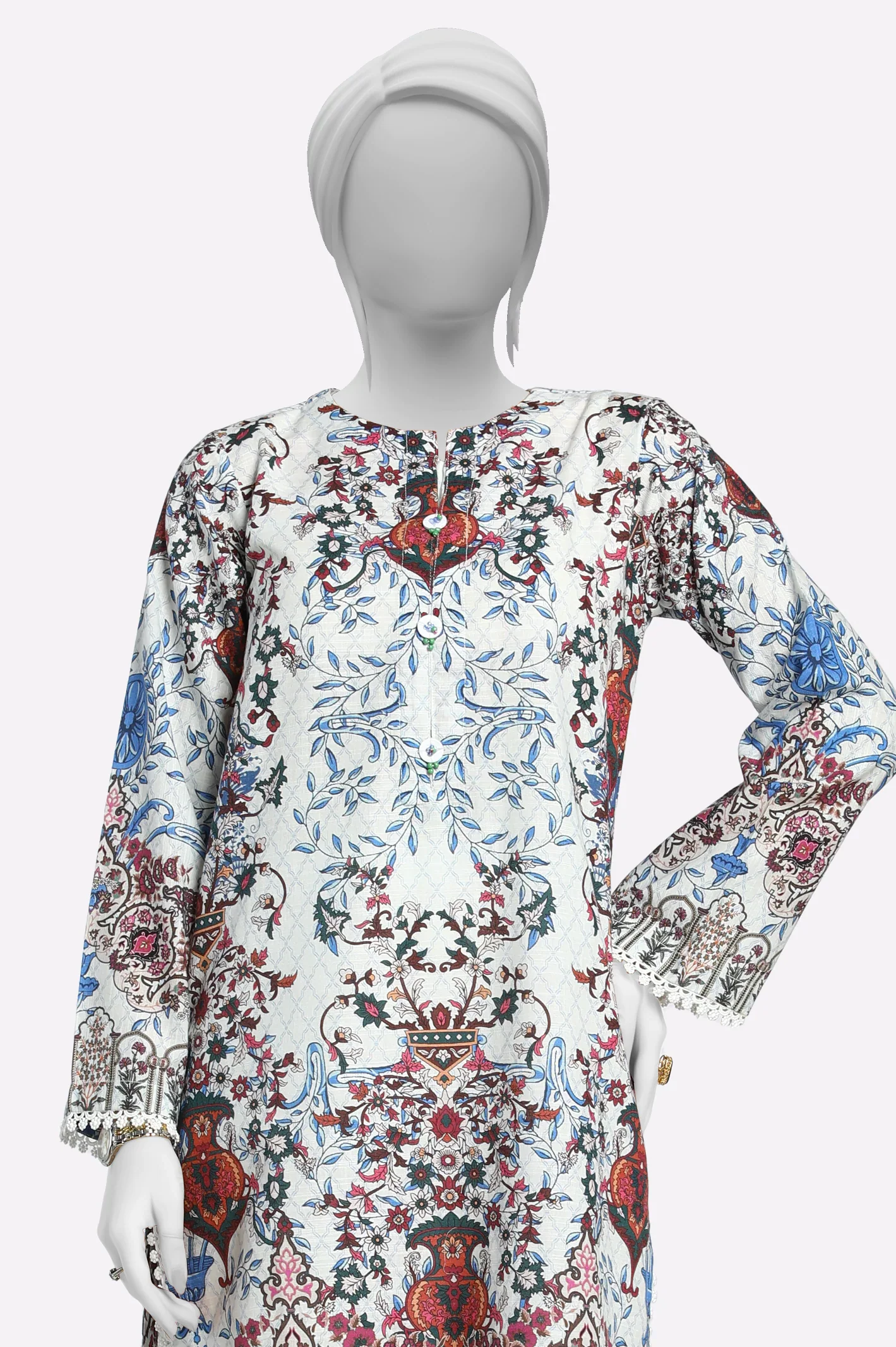 Off White Printed Kurti - Image 2