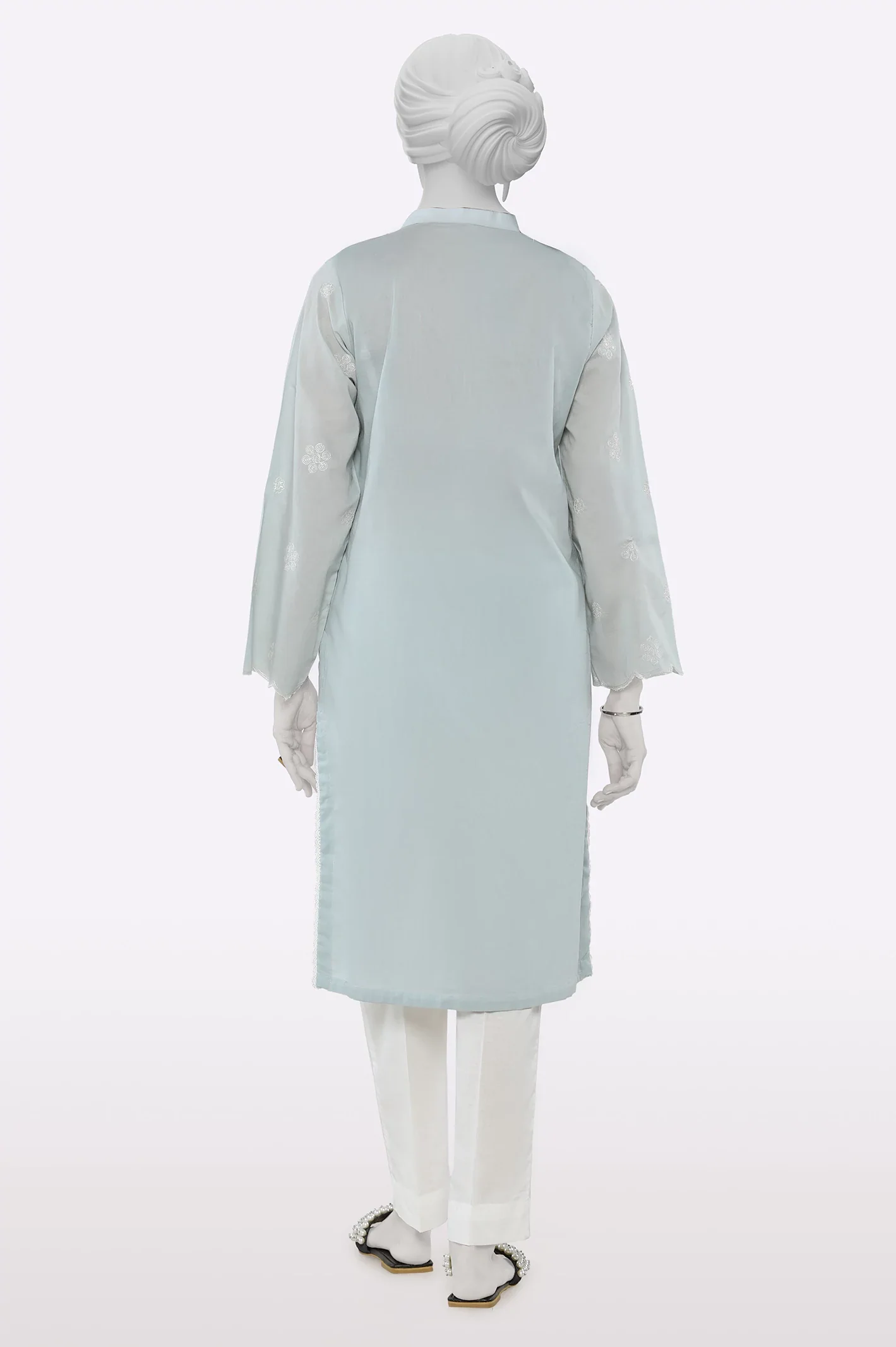 Light Grey Embroidered Kurti - Image 3